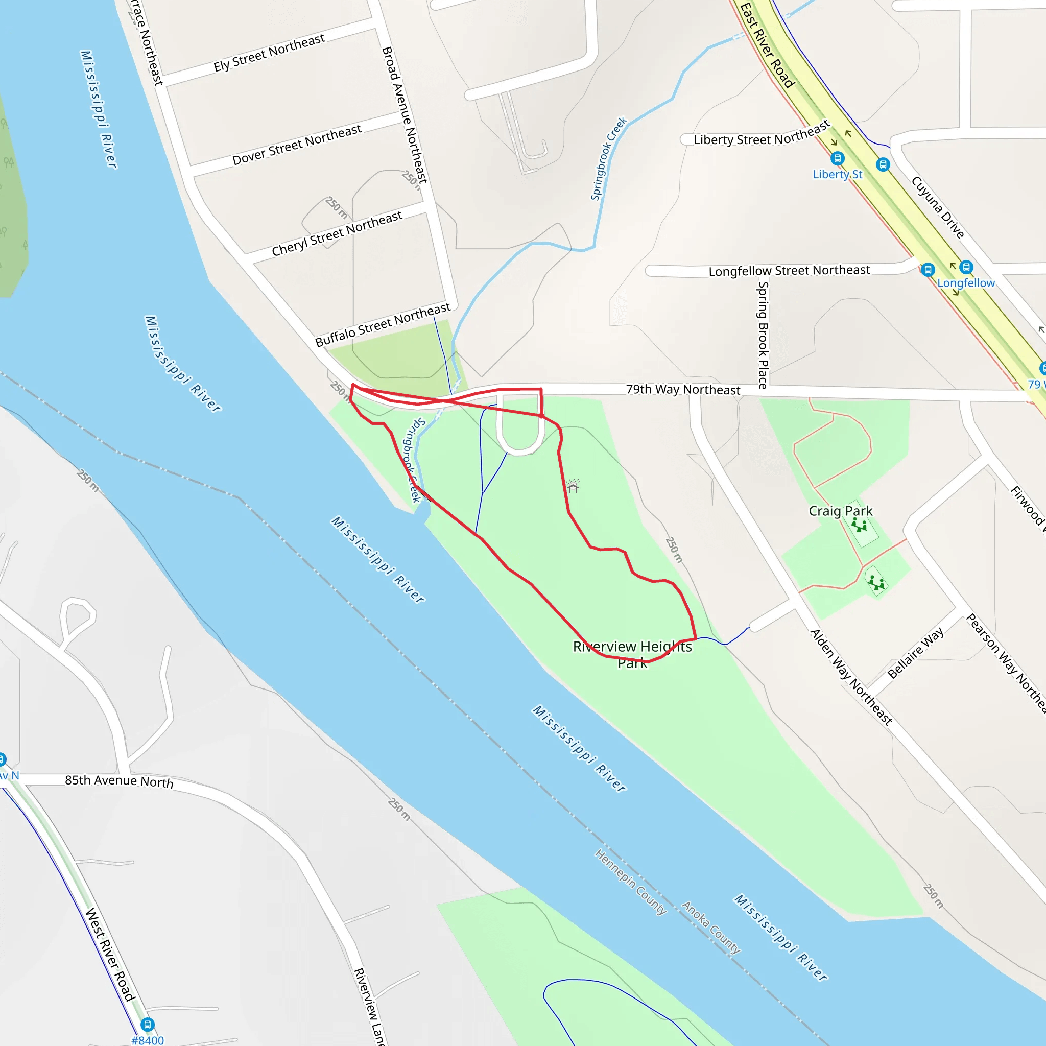 Riverview Heights Park Loop mobile static map