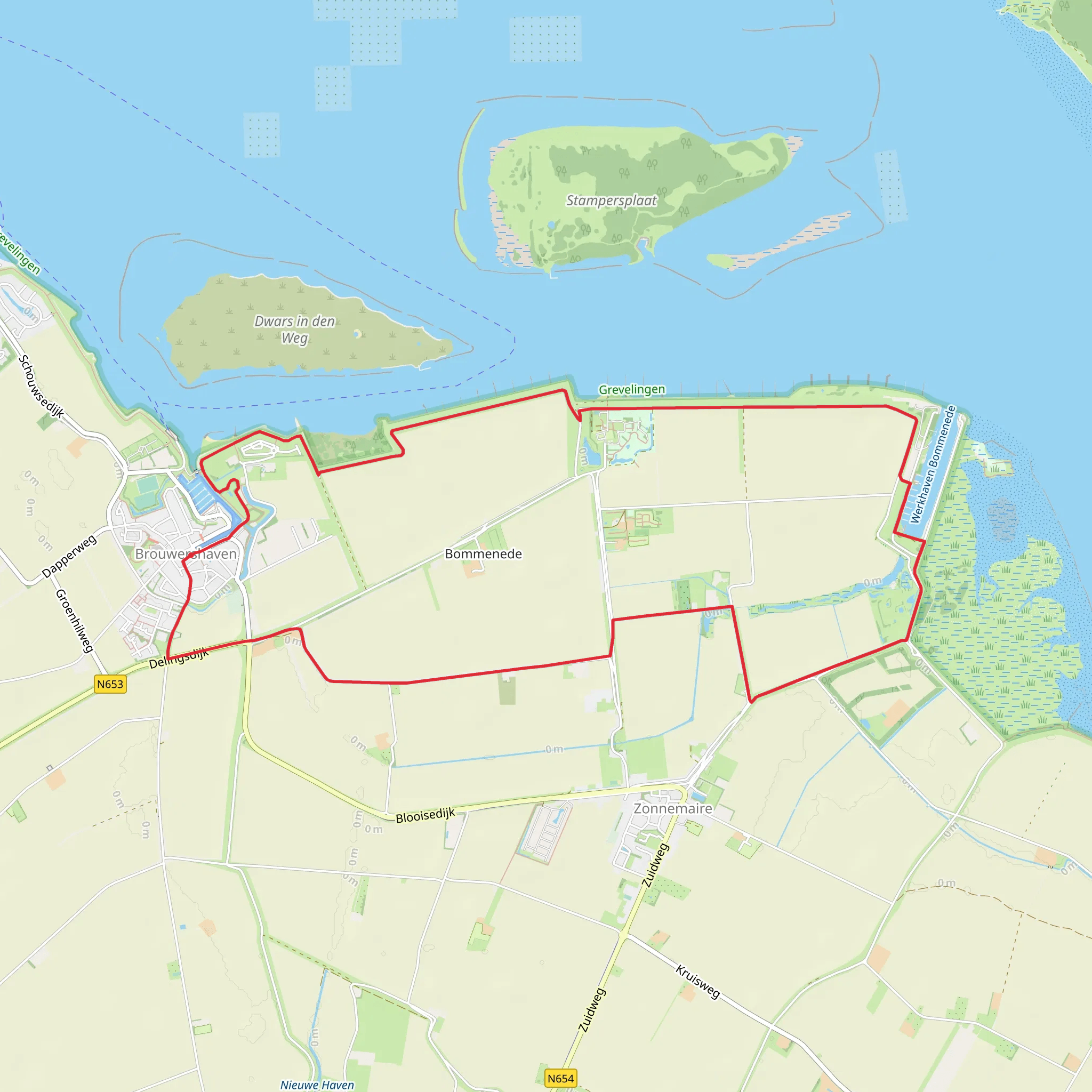 Bommenede via Zeedijk and Noord Bos Weg mobile static map
