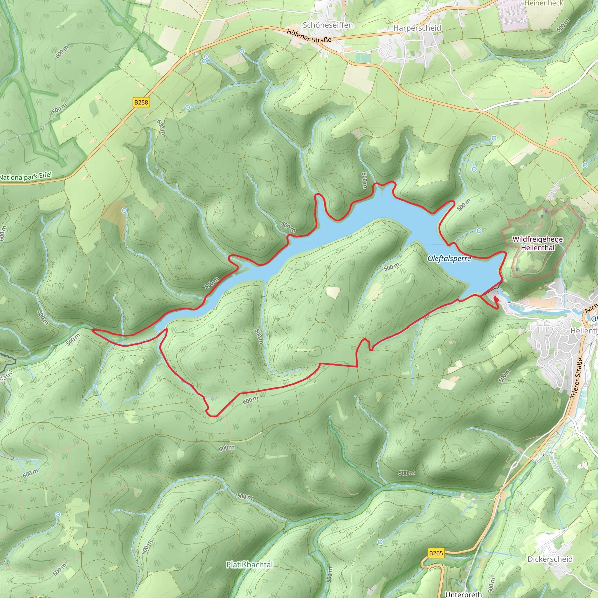 Olef via EifelSchleife Eichen and EifelSchleife Um dir Oleftalsperre Loop mobile static map
