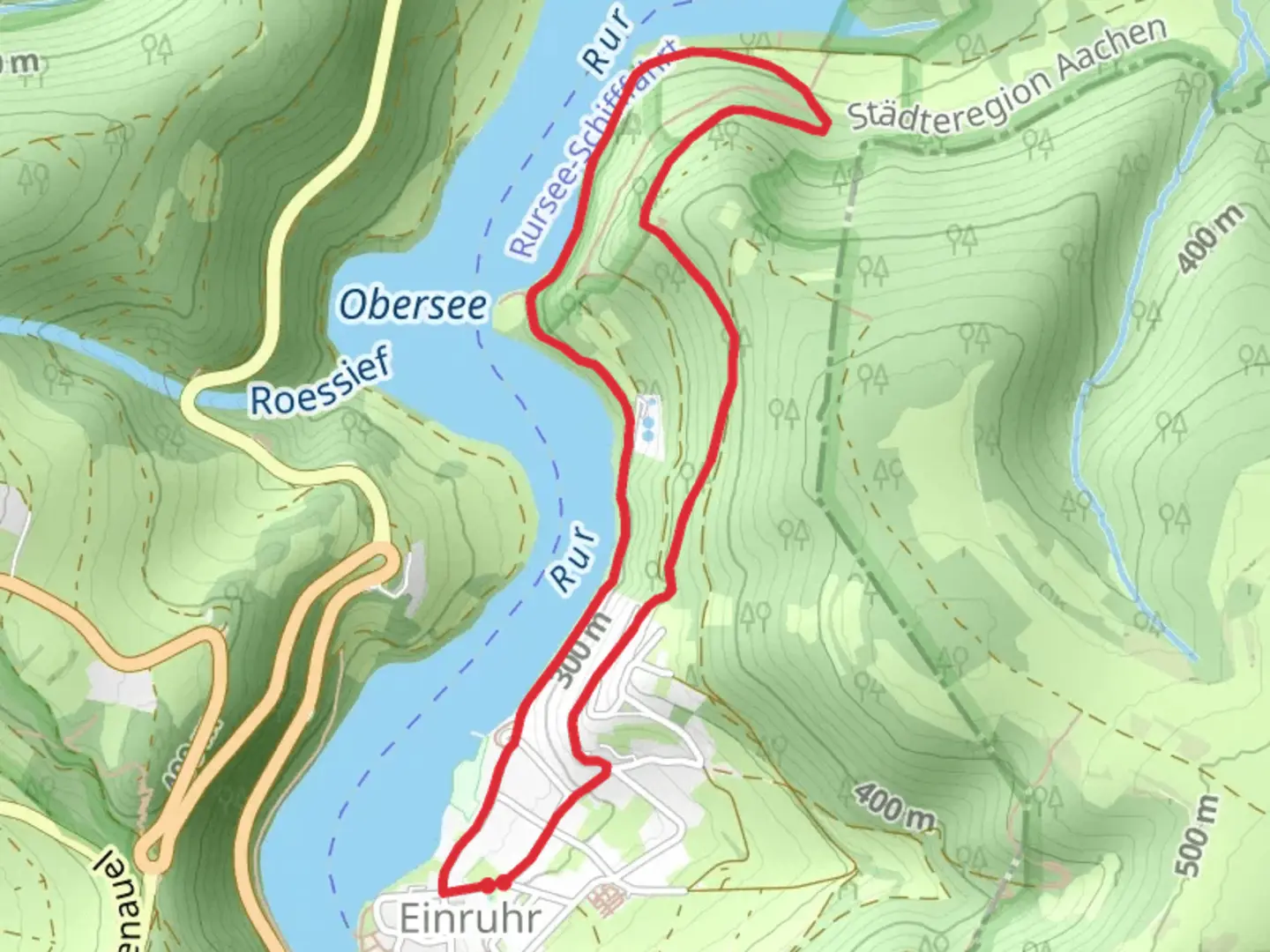 An image depicting the trail Obersee and Schuetzengraben via Katzensteinerweg and its surrounding area.