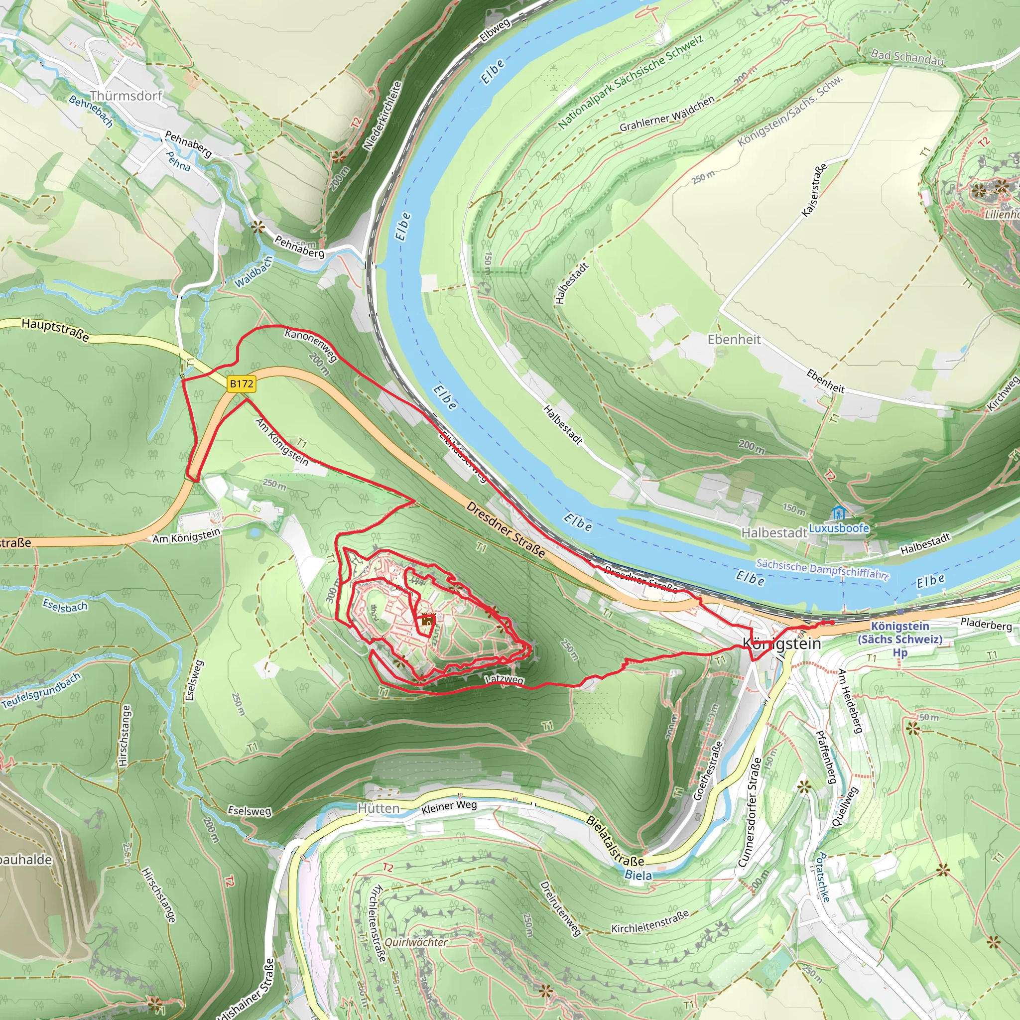 Gelber Strich and Malerweg mobile static map