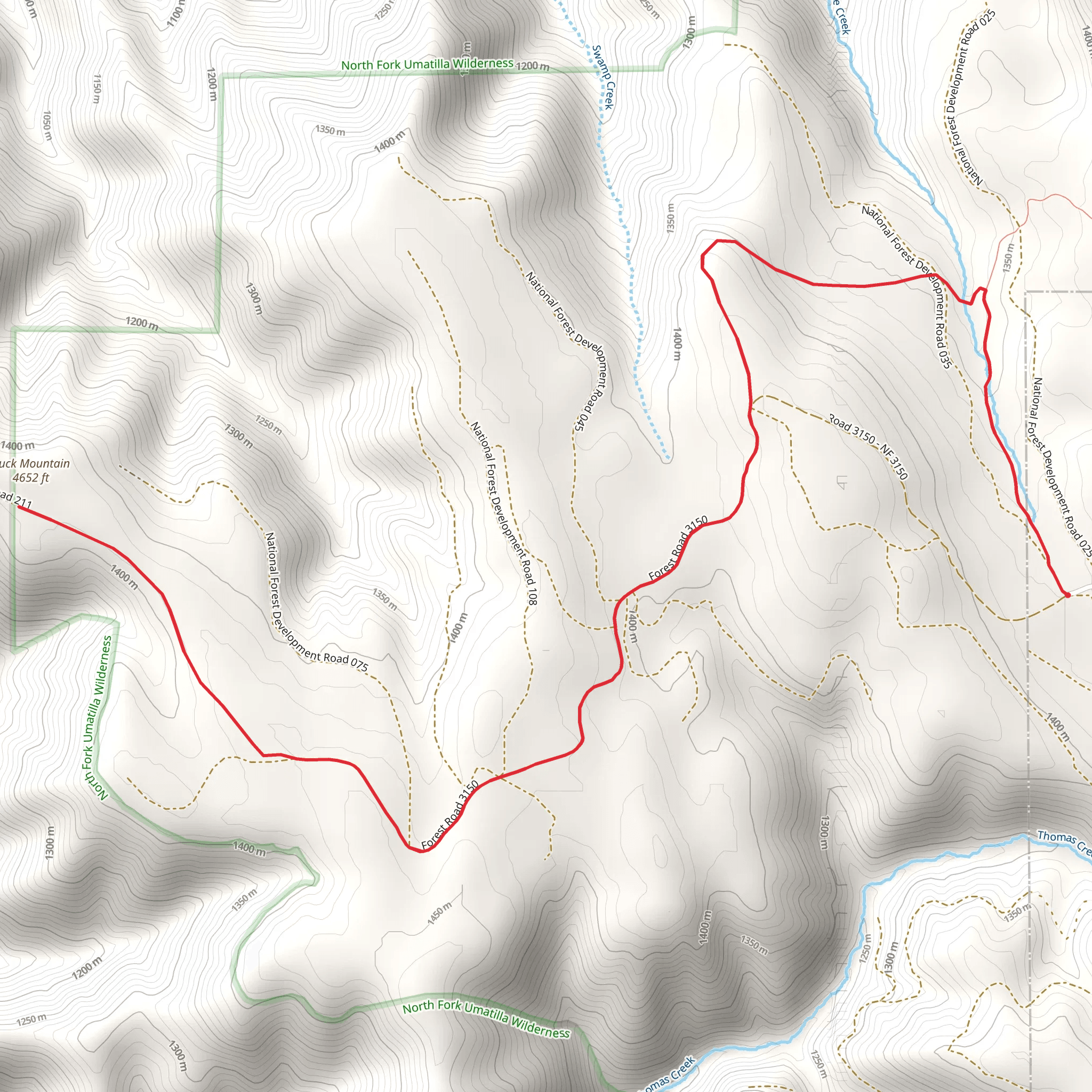 Buck Mountain via Umatilla Rim Trail mobile static map