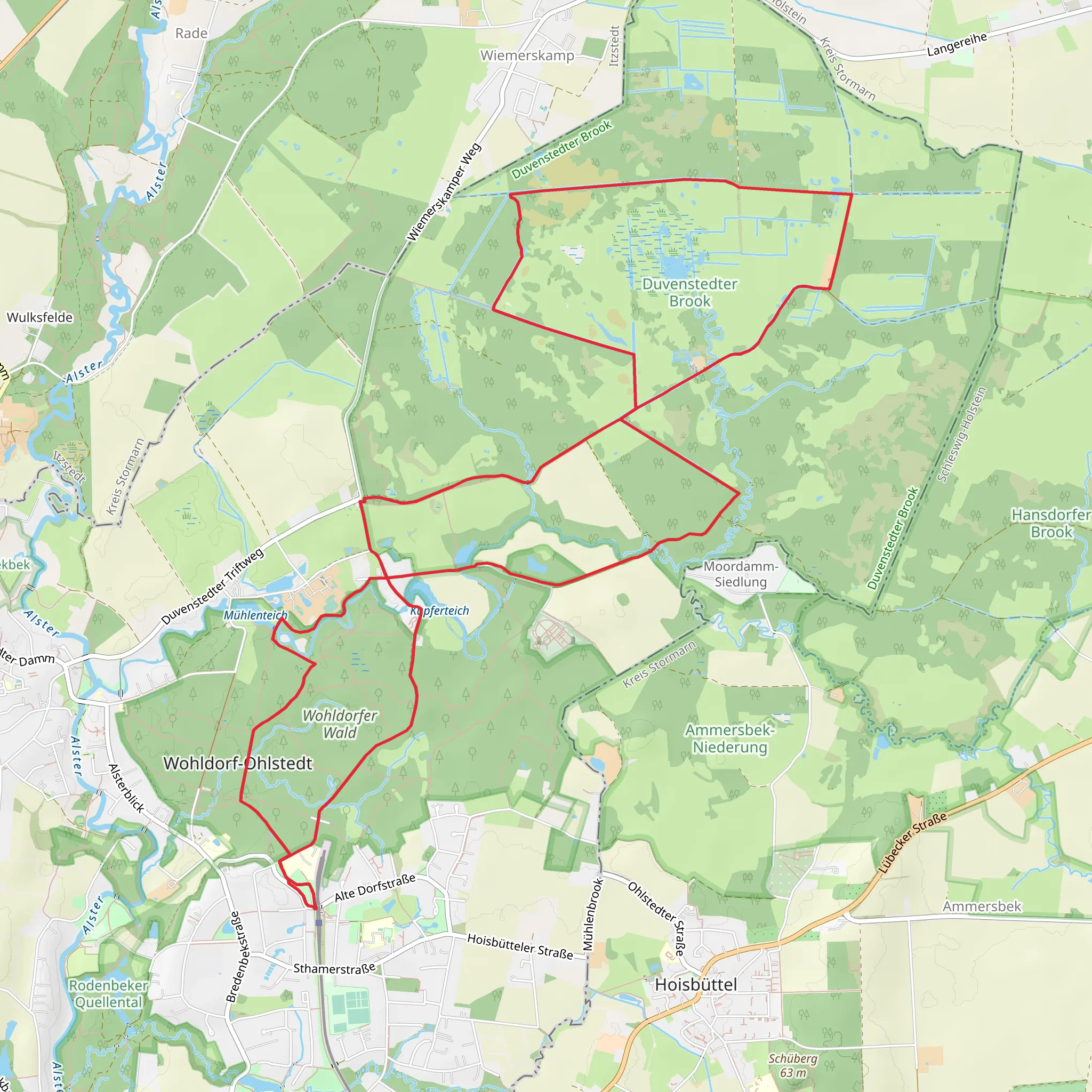 Wohldorfer Wald and Duvenstedter Brook Loop mobile static map