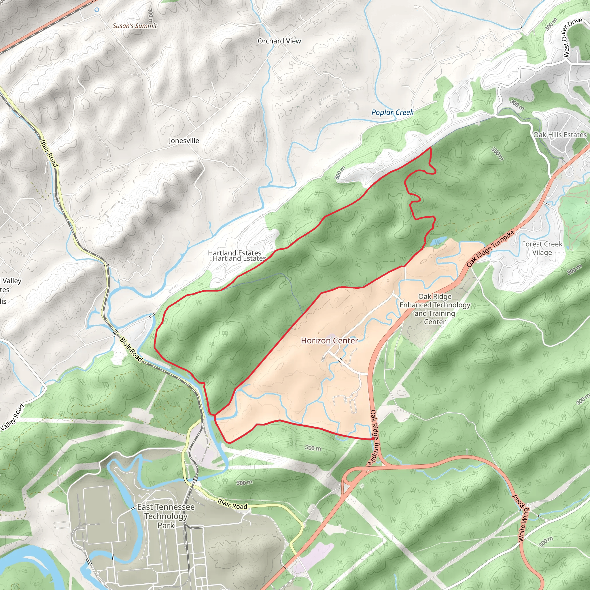 North Boundary Greenway Loop from Oak Ridge Turnpike mobile static map