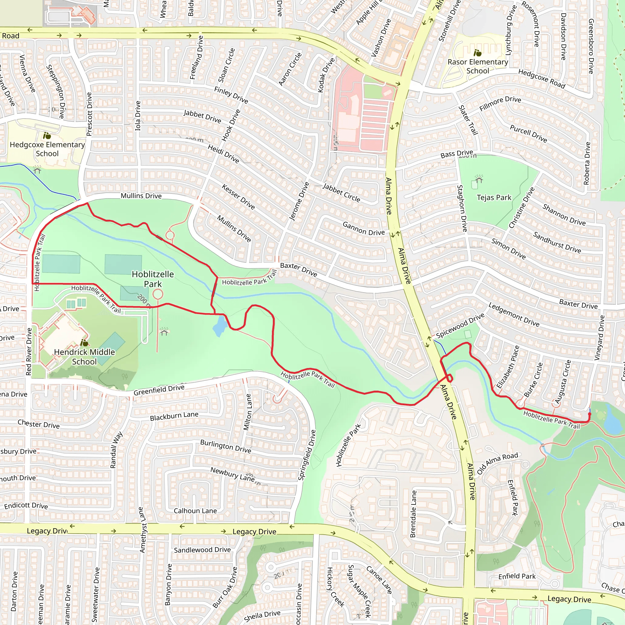 Hoblitzelle Park Loop mobile static map