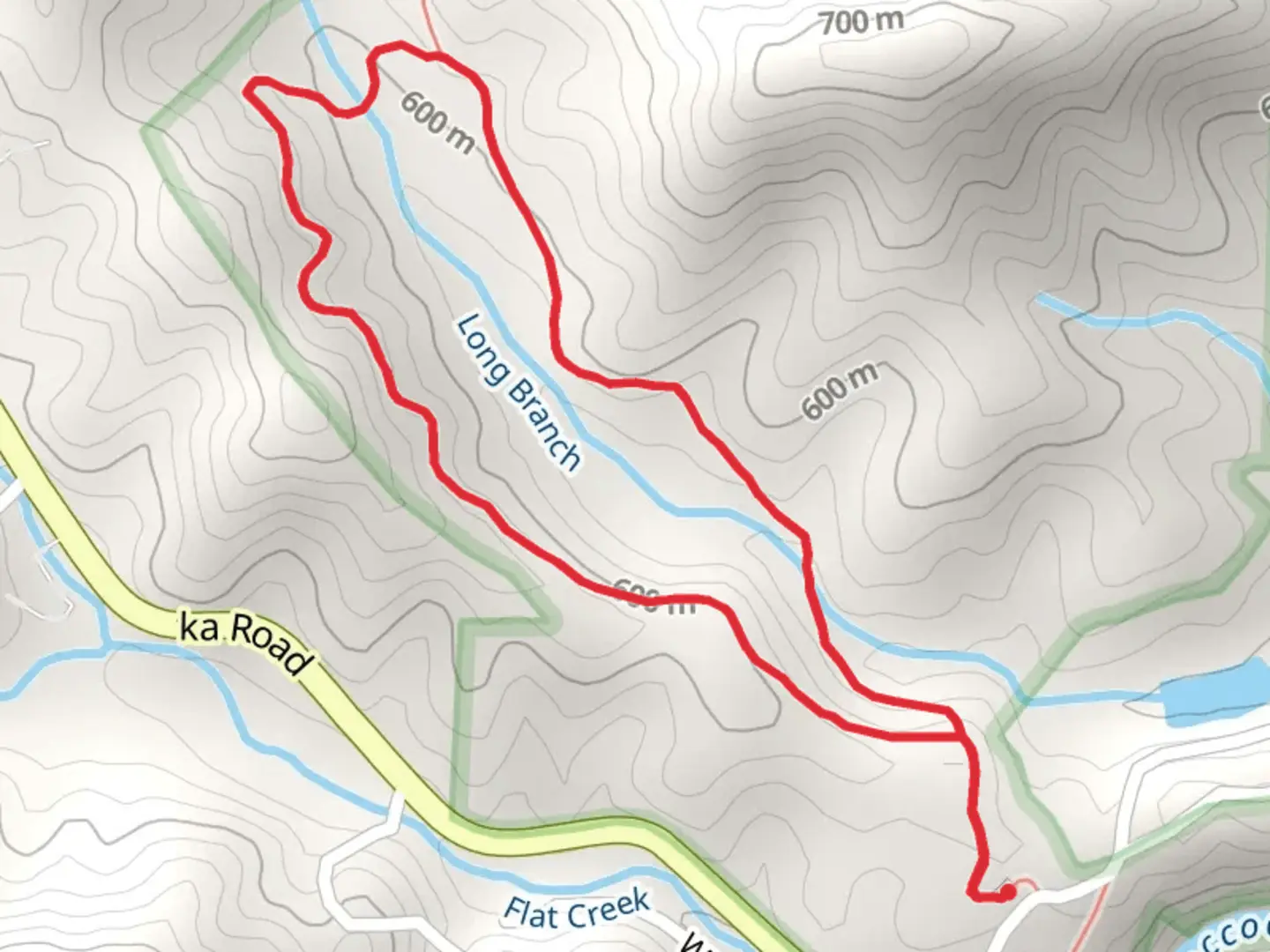 An image depicting the trail Long Branch Loop and its surrounding area.