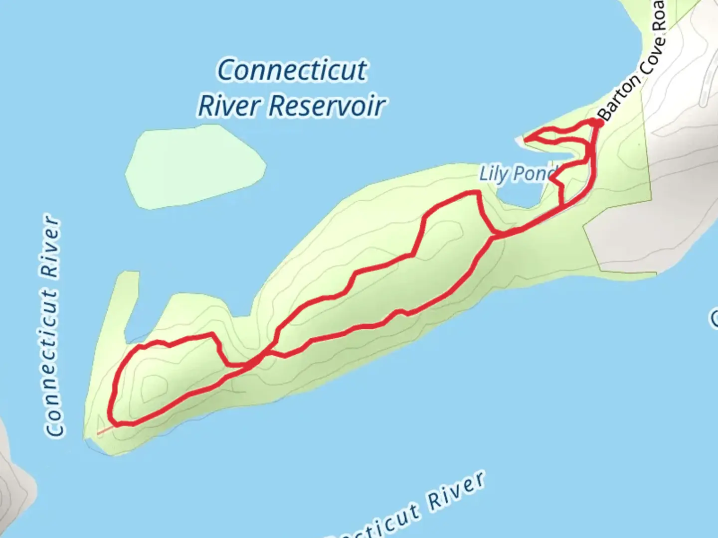 An image depicting the trail Barton Cove Loop Trail and its surrounding area.