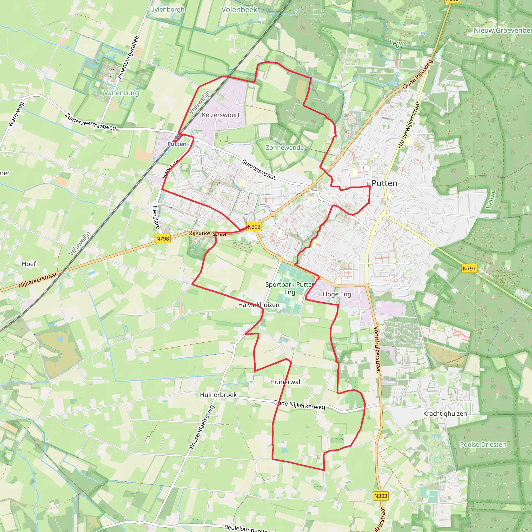 De Bosfluiter and Huinerwal Loop mobile static map