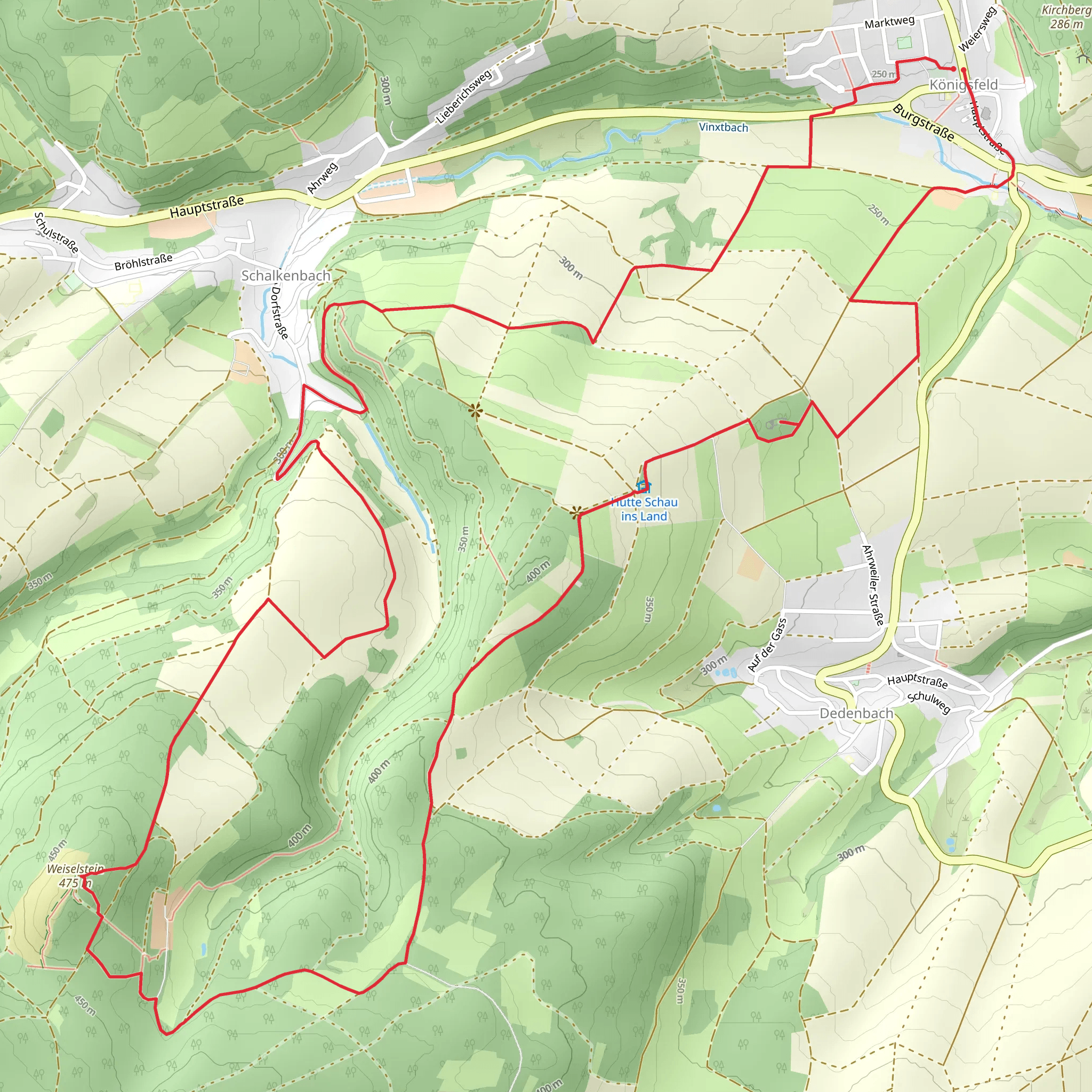 Steinerbueschelche, Schauinsland and Weiselstein via Osteifelweg mobile static map