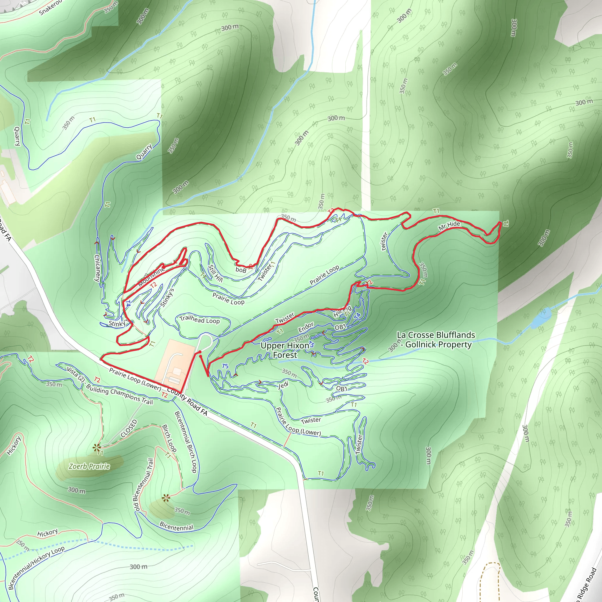 Twister and Moonshine in Upper Hixon Forest Loop mobile static map
