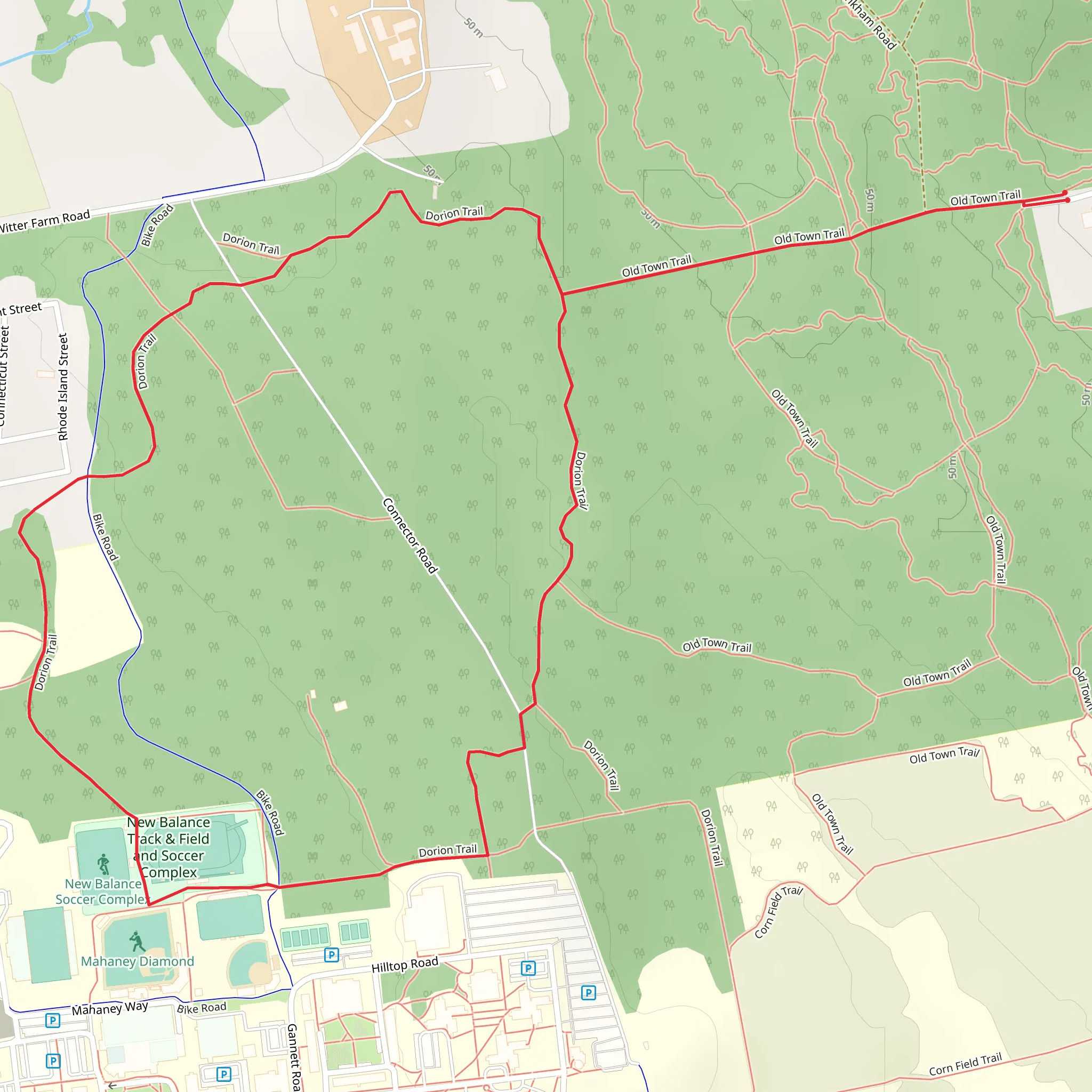 Dorian Trail Loop - University Forest mobile static map