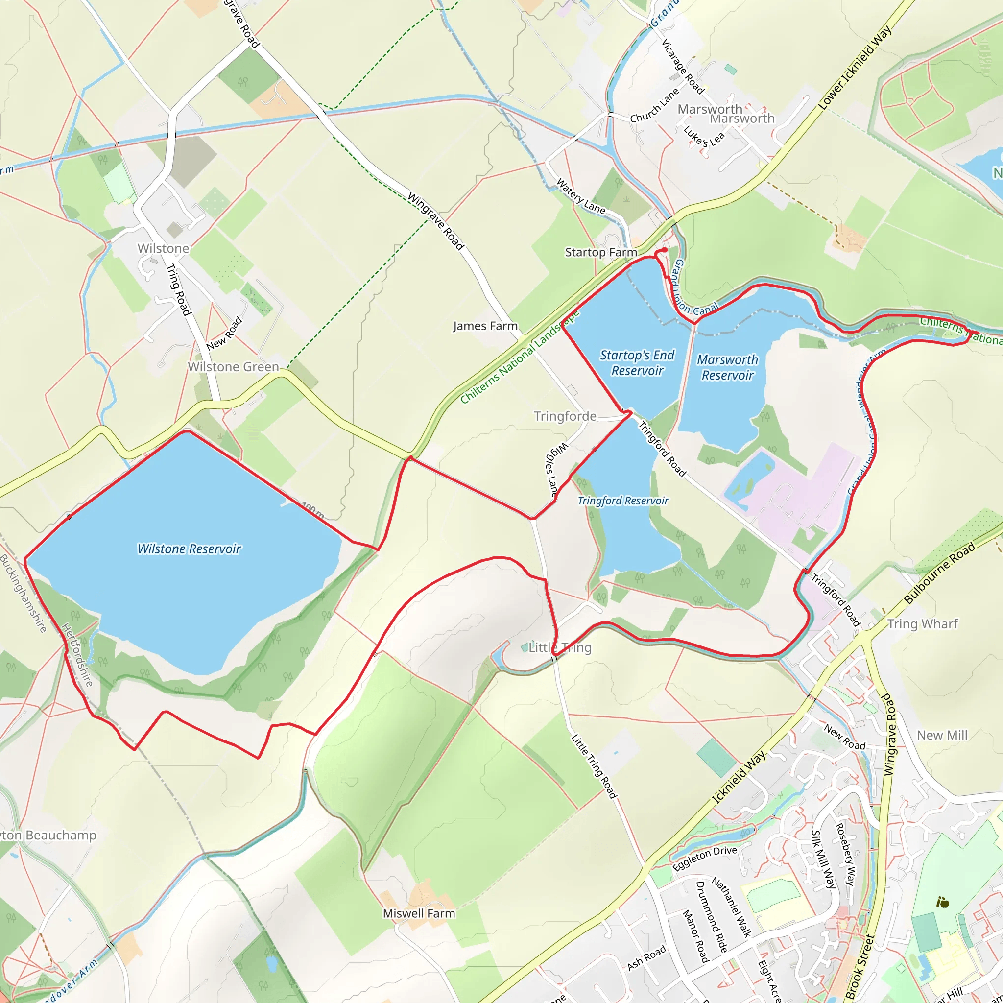 Wilstone Reservoir and Marsworth Reservoir Loop mobile static map