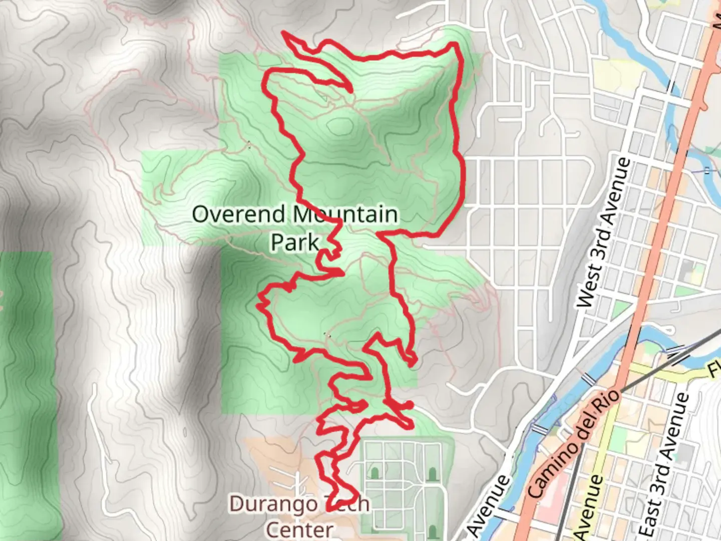 An image depicting the trail Crestview Trail, Star Wars Trail and Ella Vita Trail Loop and its surrounding area.
