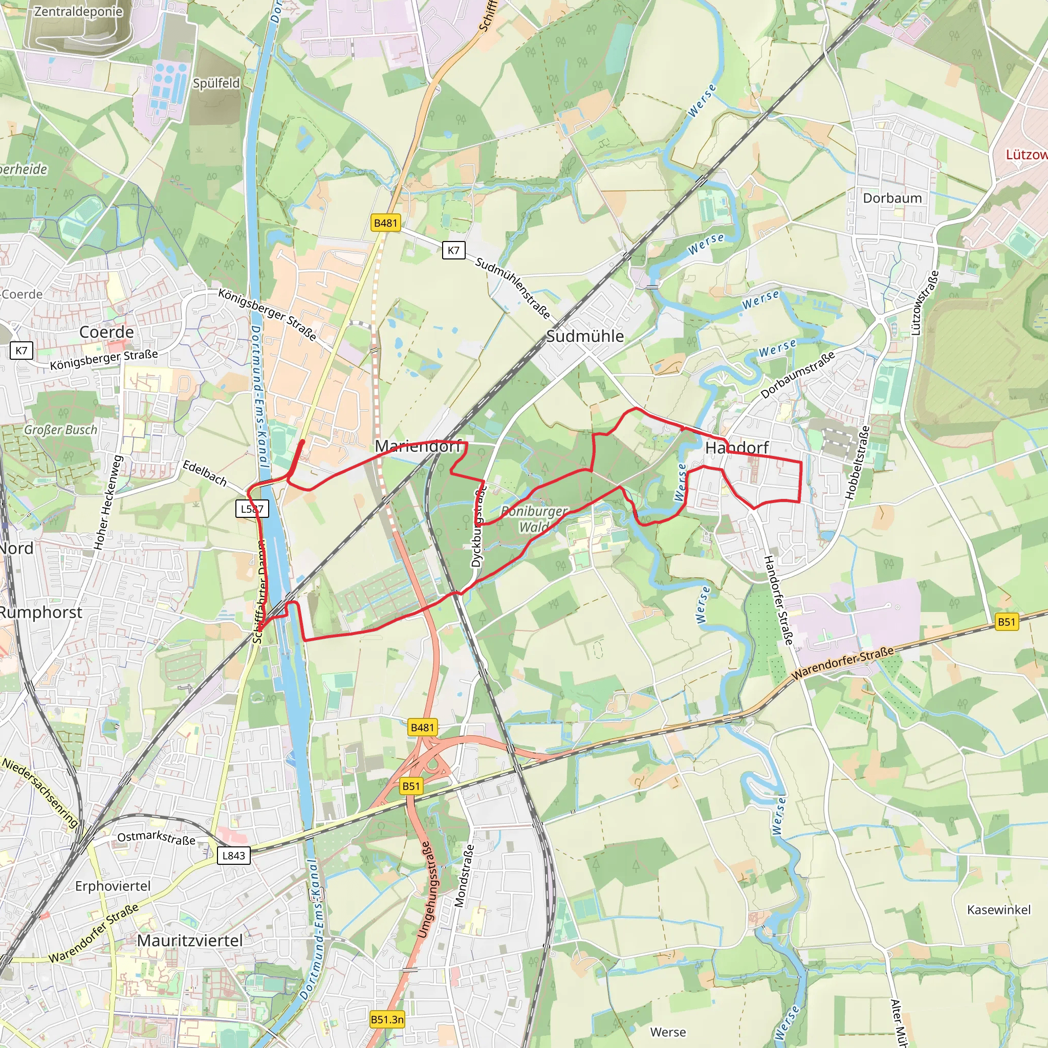 Dortmund-Ems-Kanal via Anholt Halle and Wersepaettken mobile static map