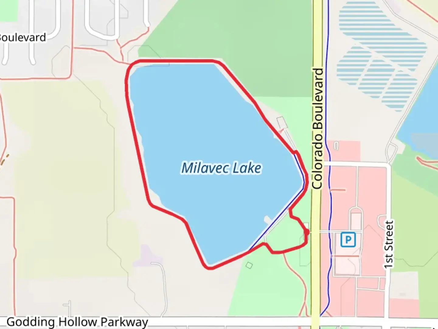 An image depicting the trail Milavec Lake Loop and its surrounding area.