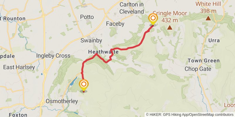 Cleveland Way - Newton under roseberry to White horse stage 2 Map
