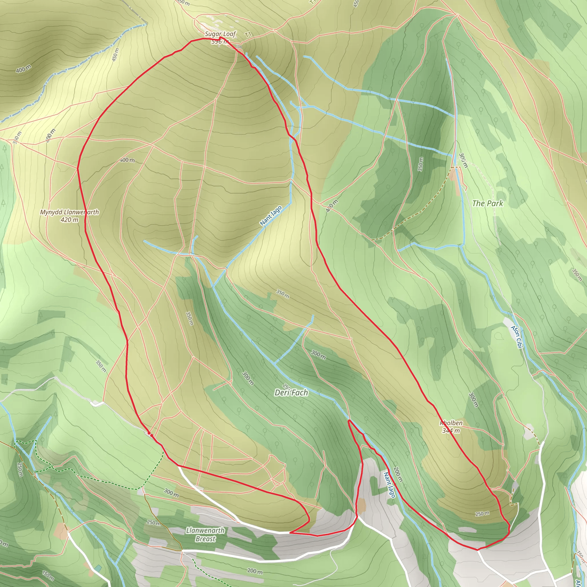 The Sugar Loaf from near Abergavenny mobile static map