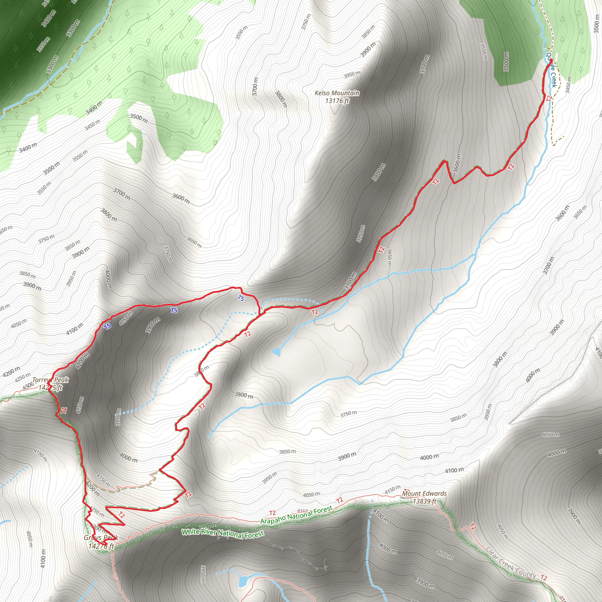 Torreys Peak and Grays Peak Loop Trail mobile static map