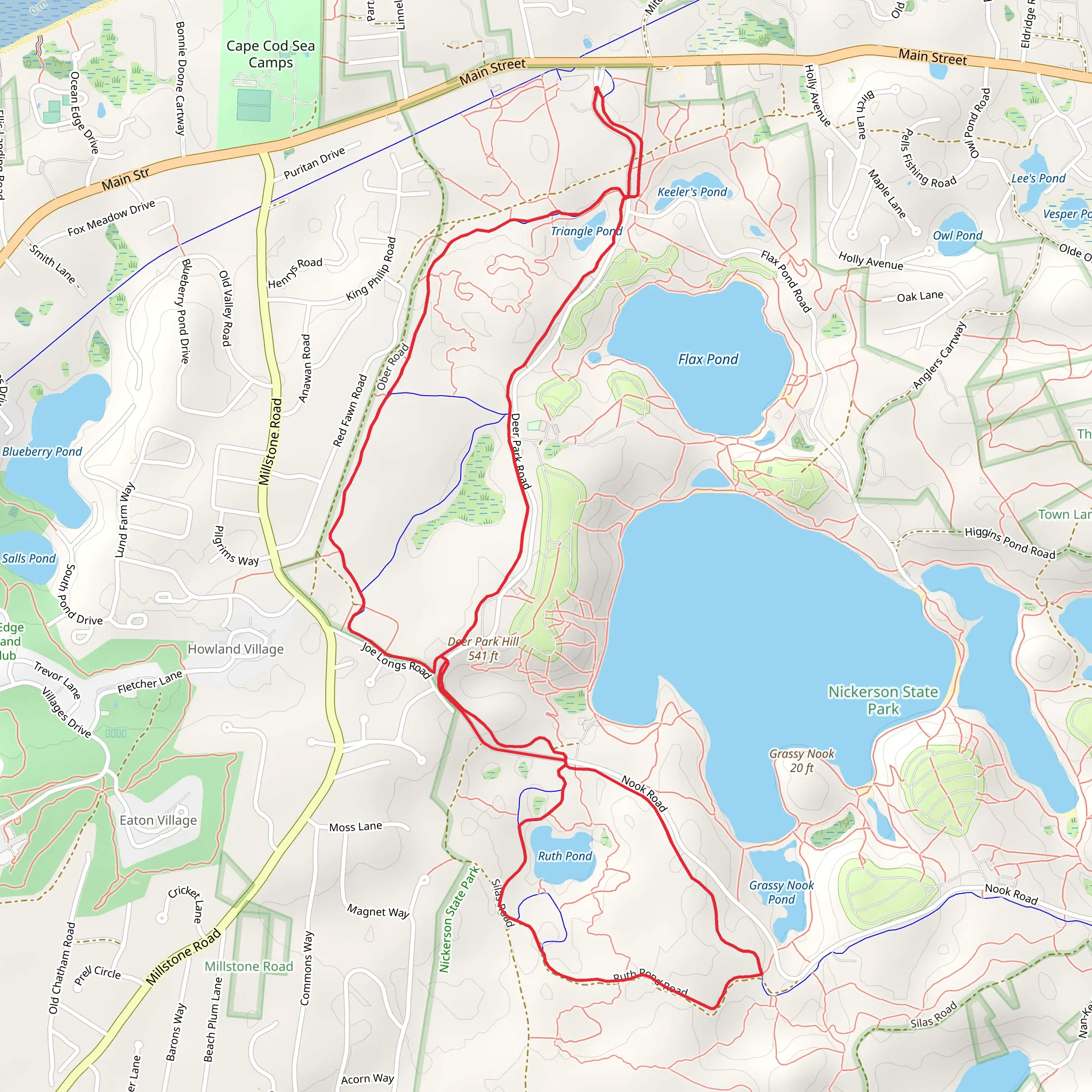 Triangle Pond, Ruth Pond and Cliff Pond Loop mobile static map