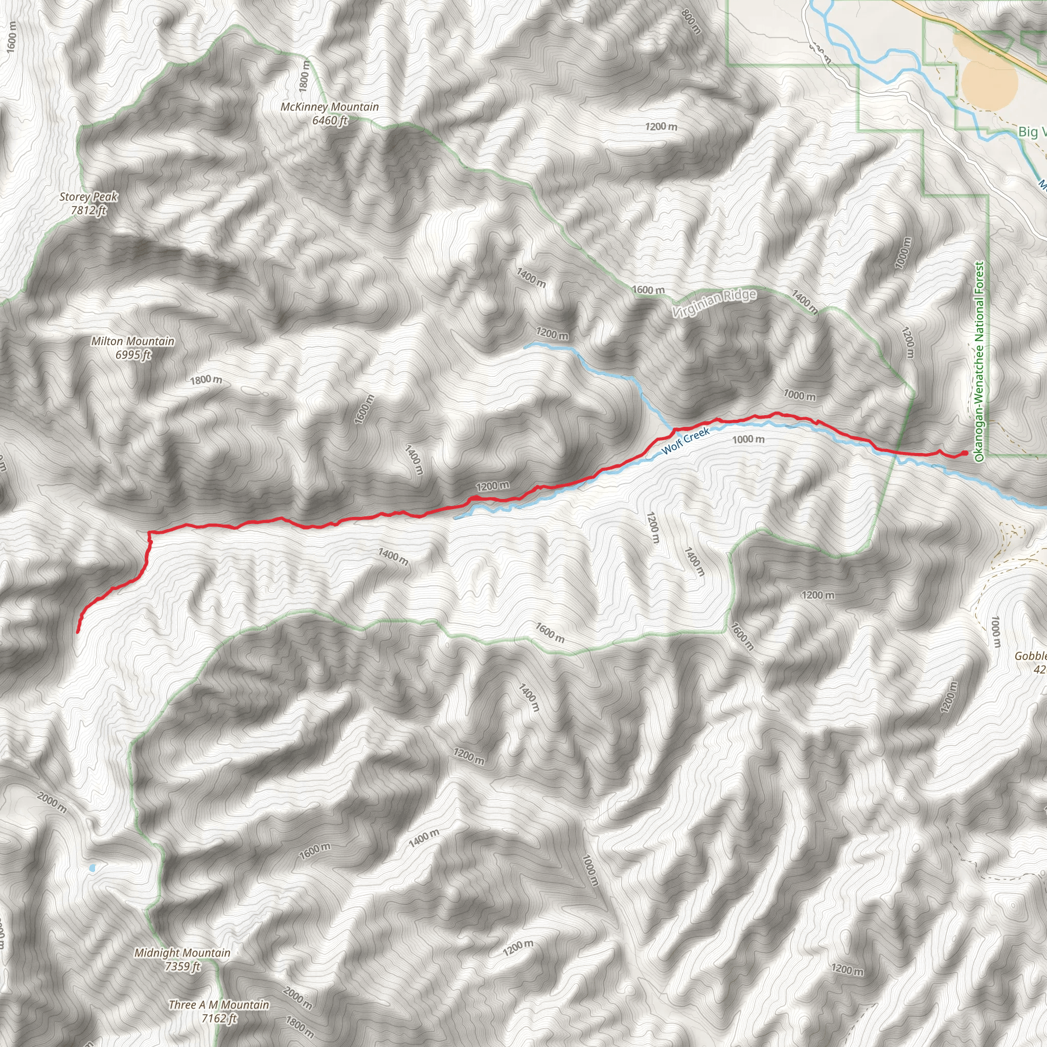 South Fork Wolf Creek Trail mobile static map