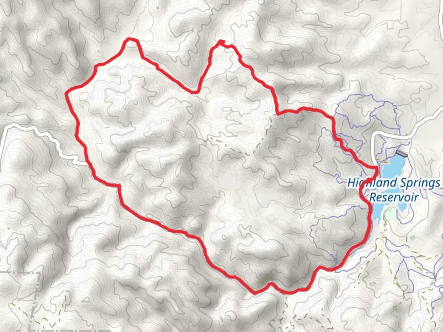 An image depicting the trail Red Rock Road and Ridge Road Loop and its surrounding area.