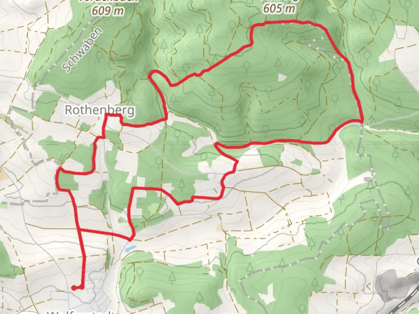 An image depicting the trail Wolferstadt North Loop and its surrounding area.