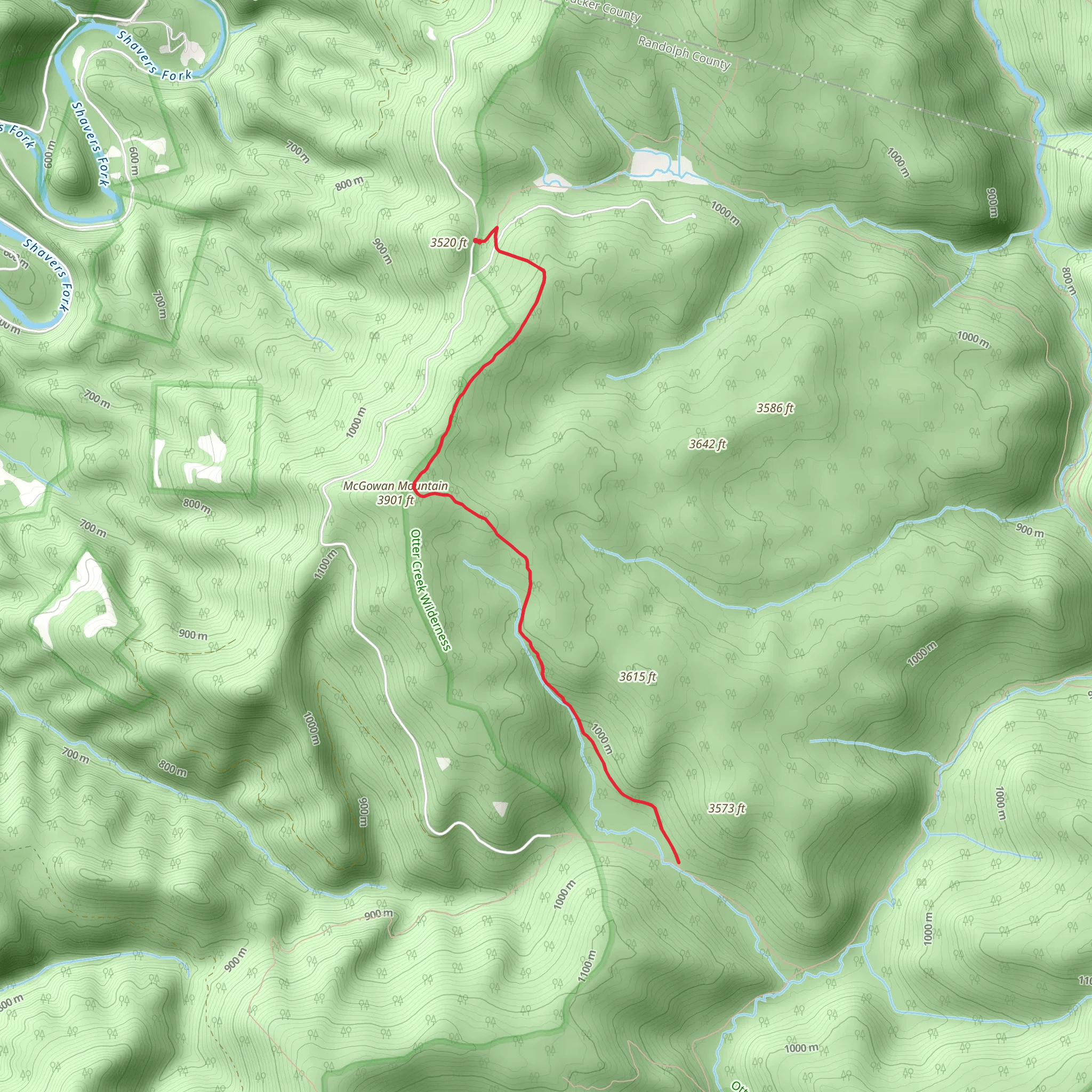 Mcgowan Mountain via Moore Trail mobile static map