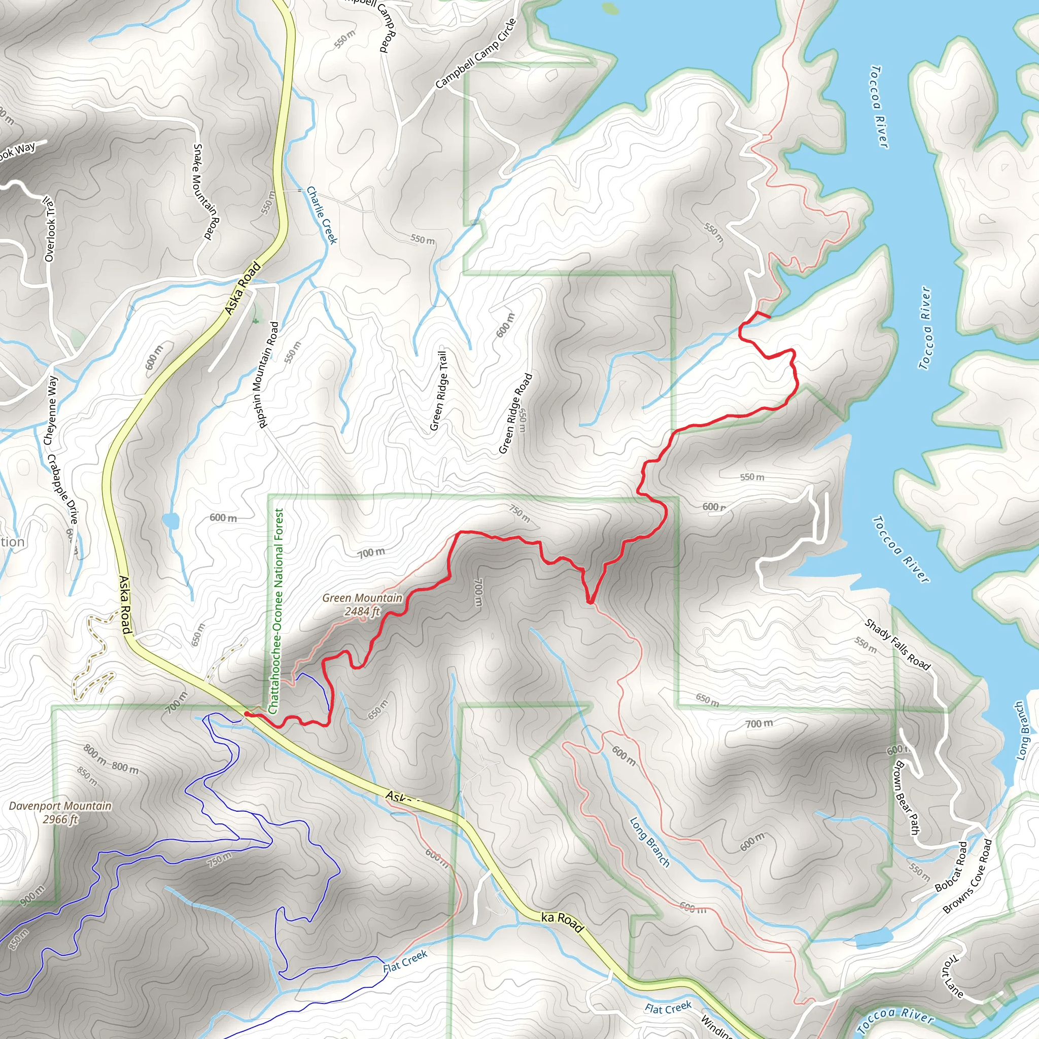 Lower Green Mountain Out and Back mobile static map