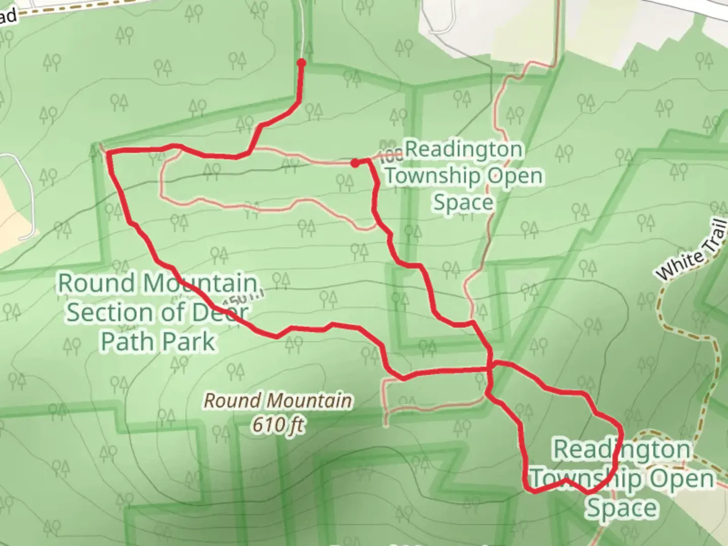 An image depicting the trail Red and Buell Loop Trail and its surrounding area.