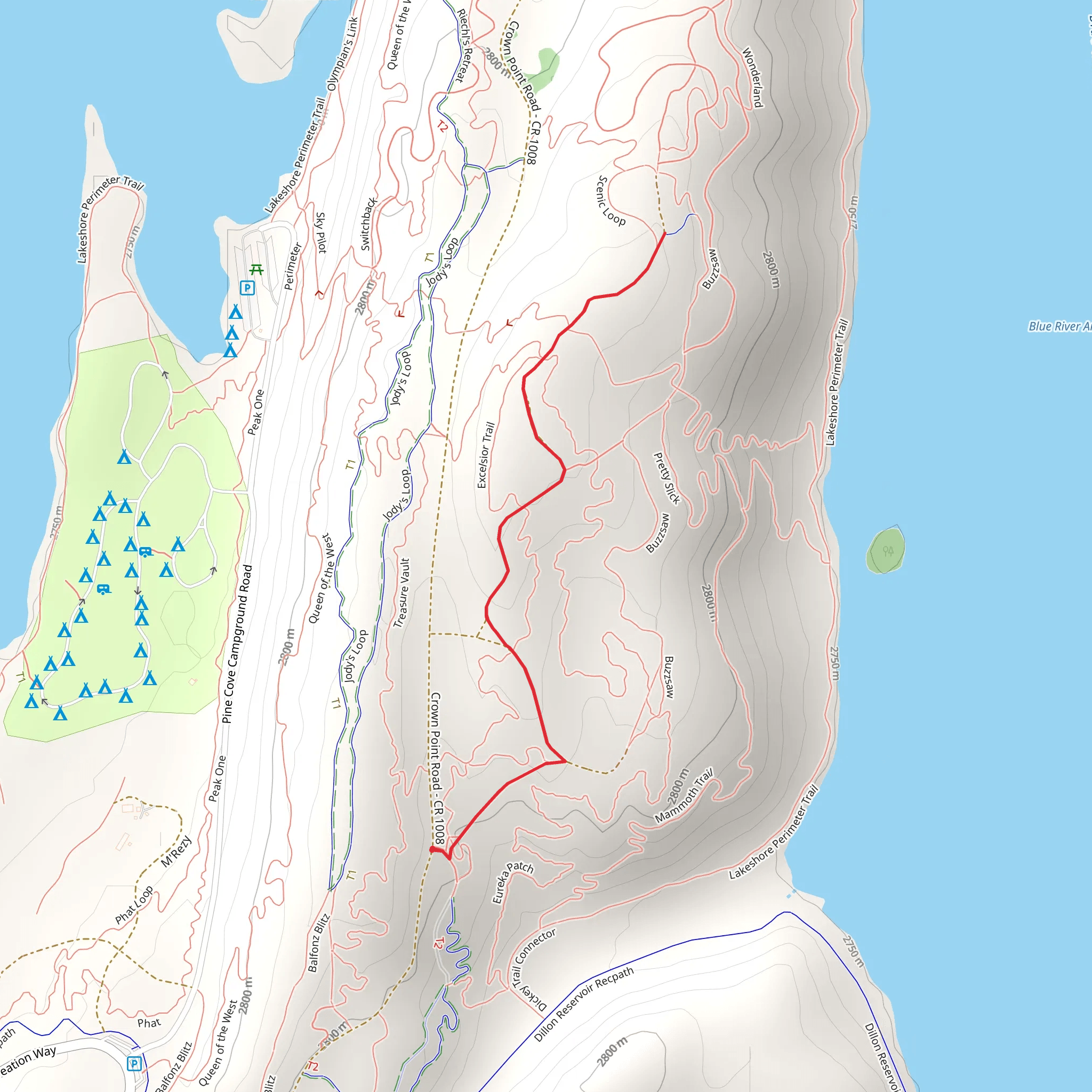 Buzz Saw West Trail mobile static map