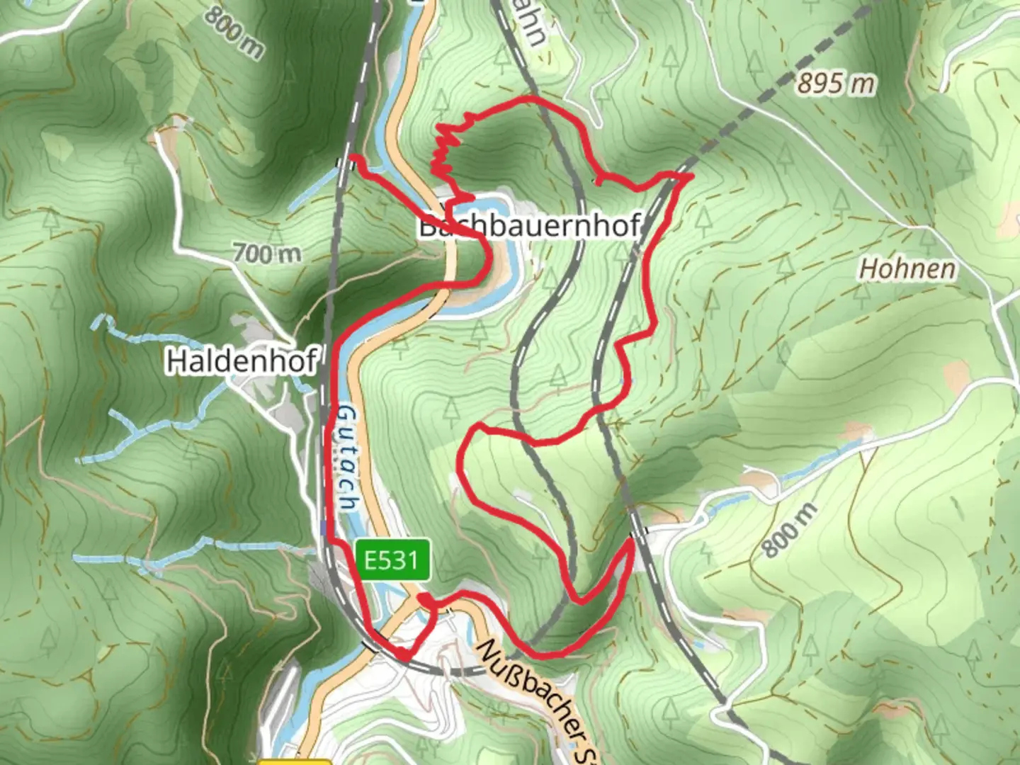 An image depicting the trail Vierbahnenblick, Gremmelsbacher Tunnel and Geschichte des Tunnelbaus Loop via Feißesbergweg and its surrounding area.