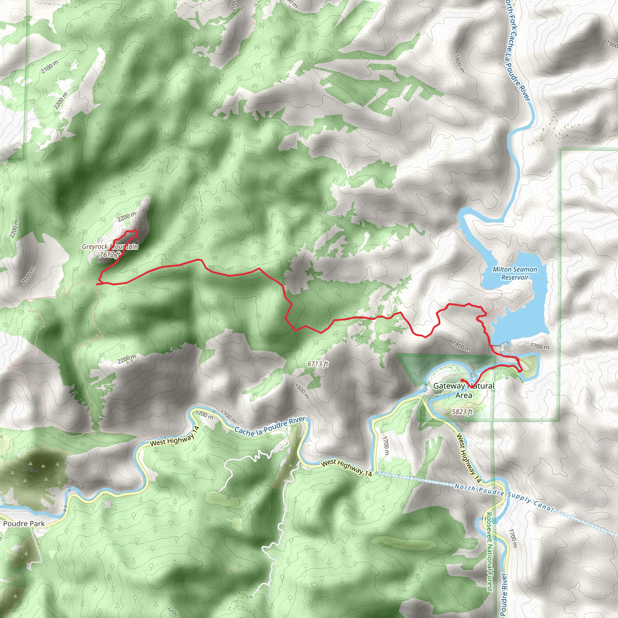 Greyrock Mountain from Gateway Natural Area mobile static map