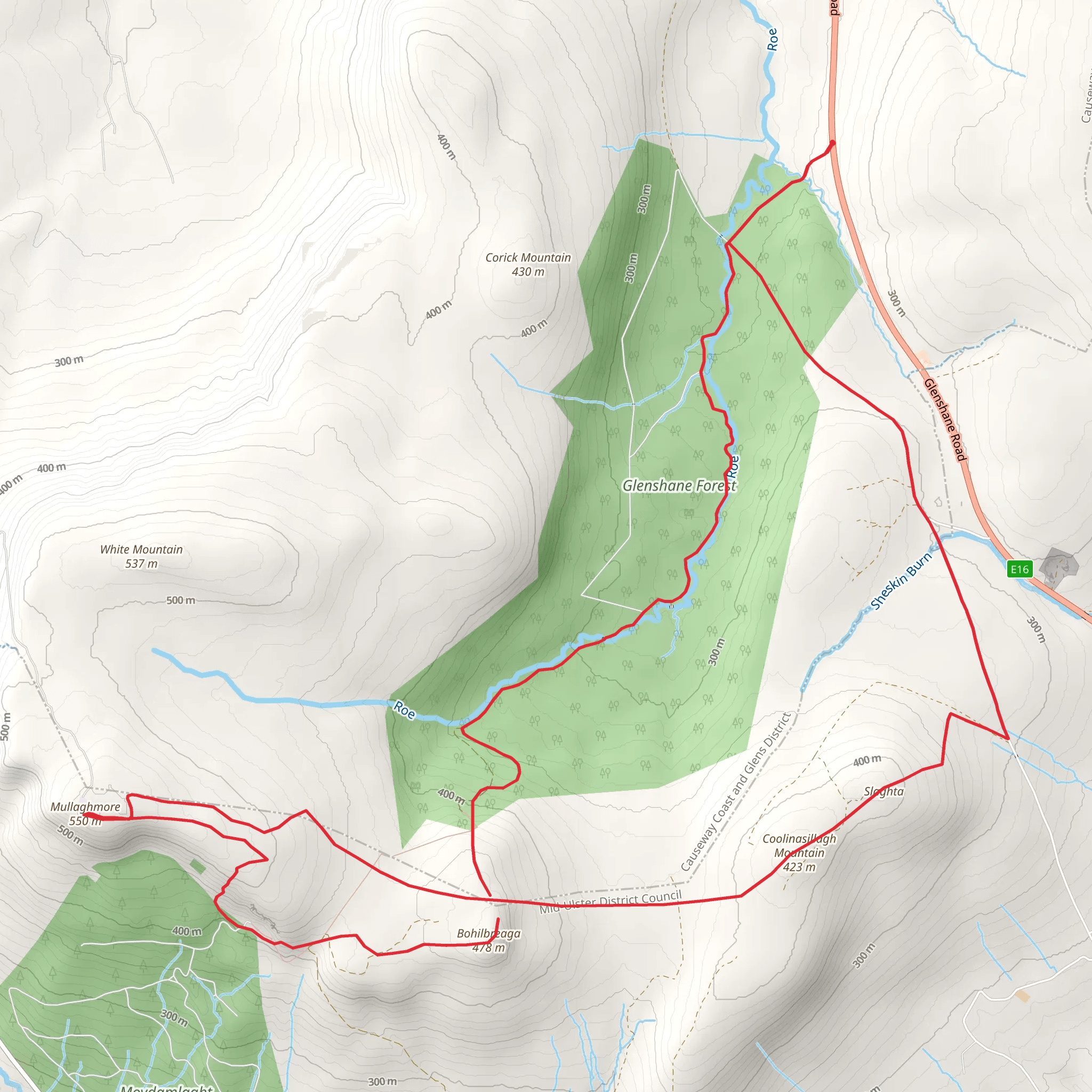 Bohilbreaga and Mullaghmore Loop from Glenshane mobile static map