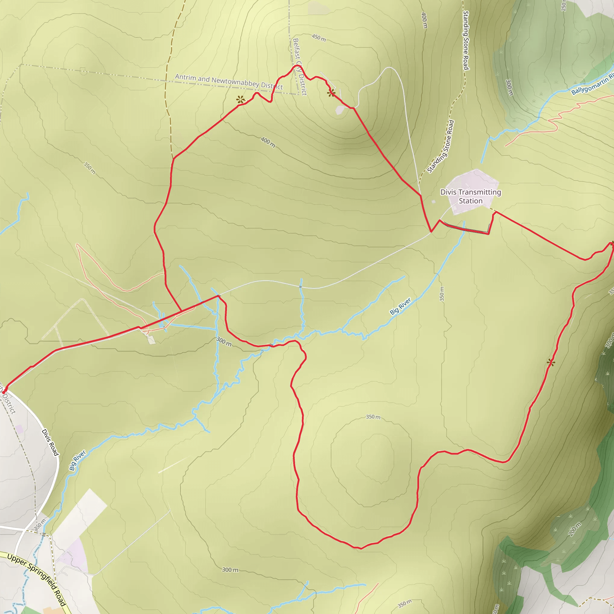 Black Mountain and Divis Summit Loop mobile static map