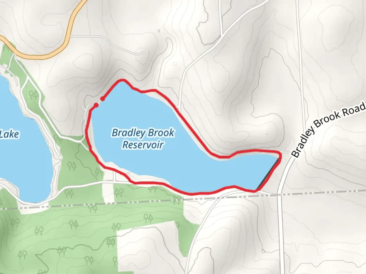 An image depicting the trail Bradley Brook Reservoir Loop Trail and its surrounding area.