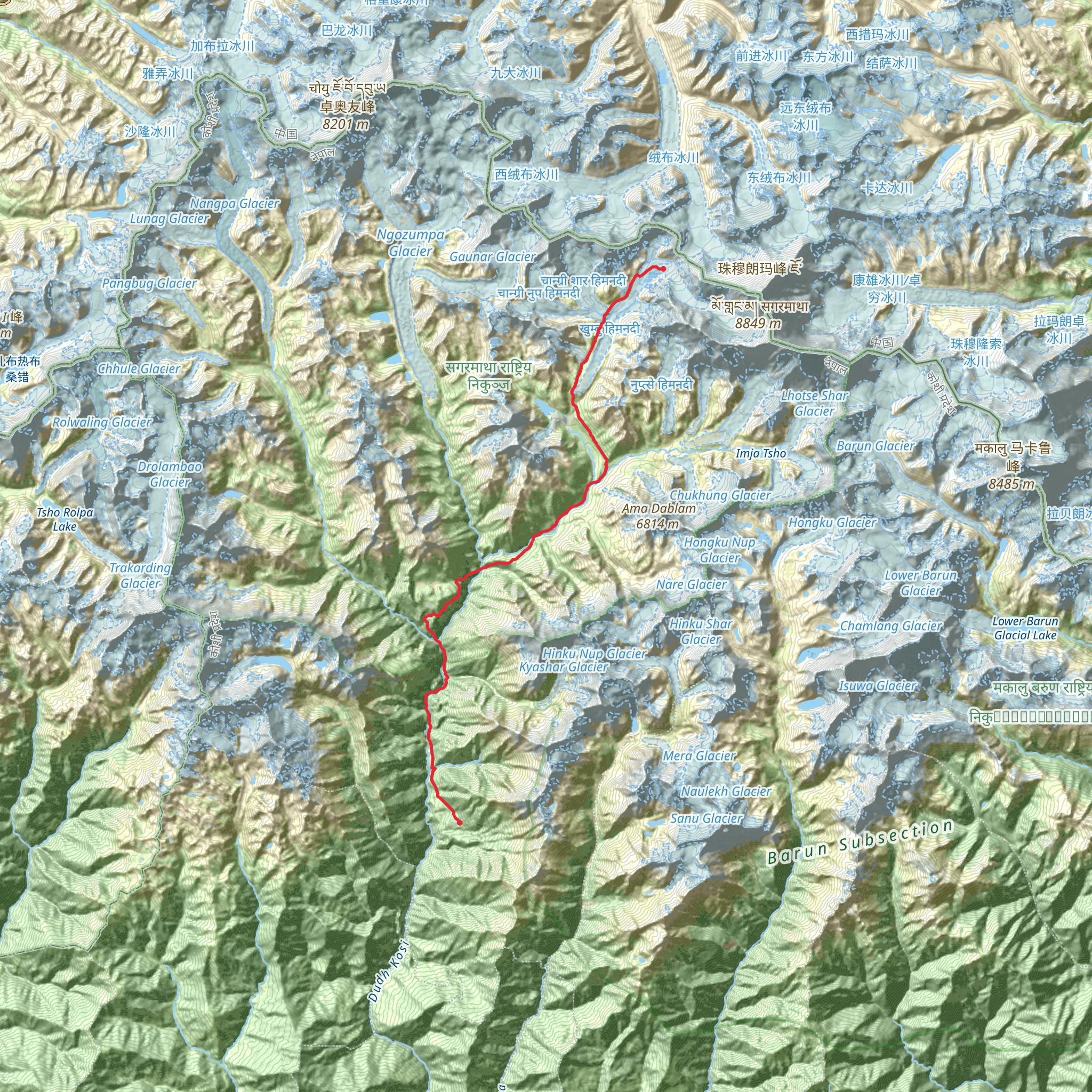 Everest Base Camp Trek mobile static map