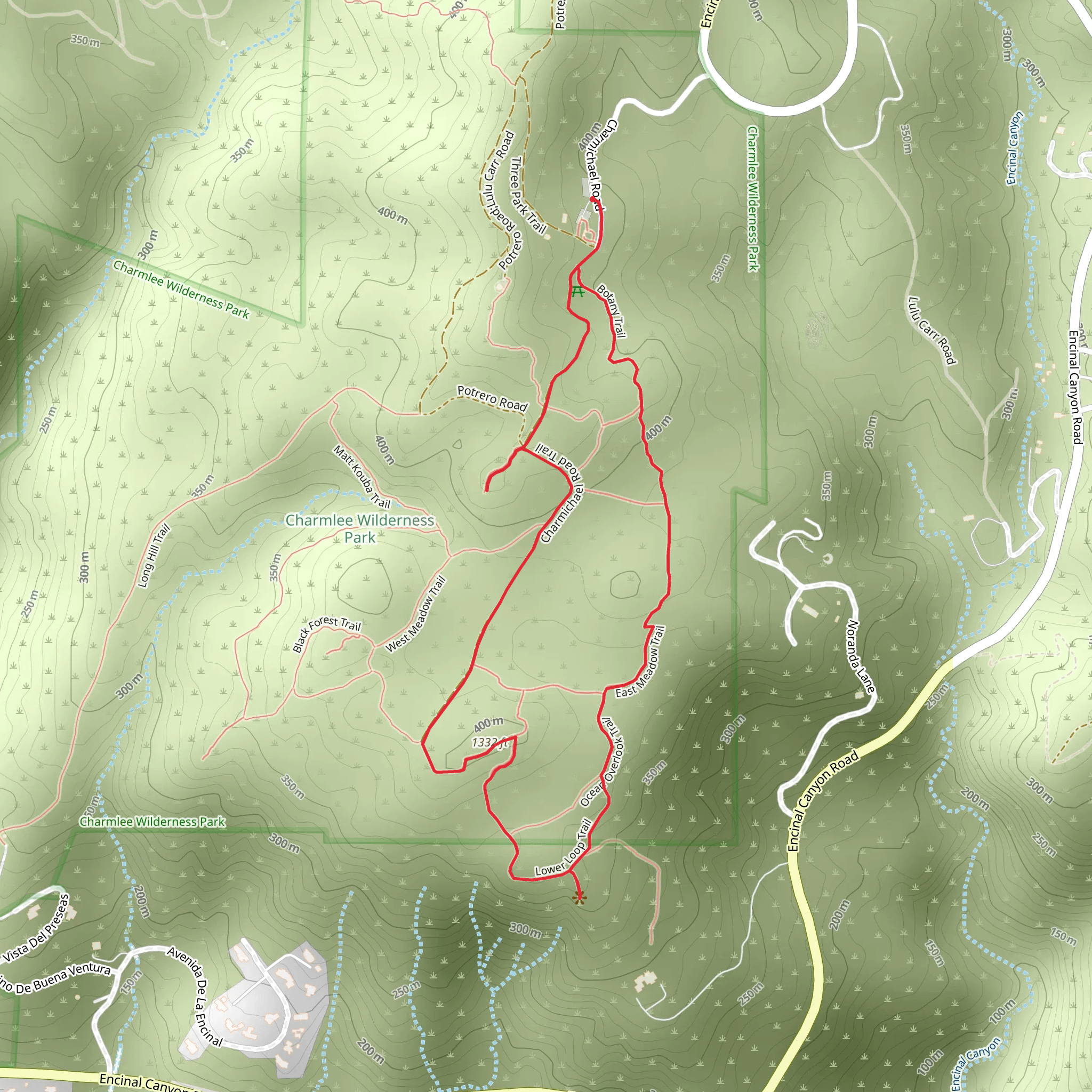 Charmichael Road Trail - East Meadow Loop Trail mobile static map