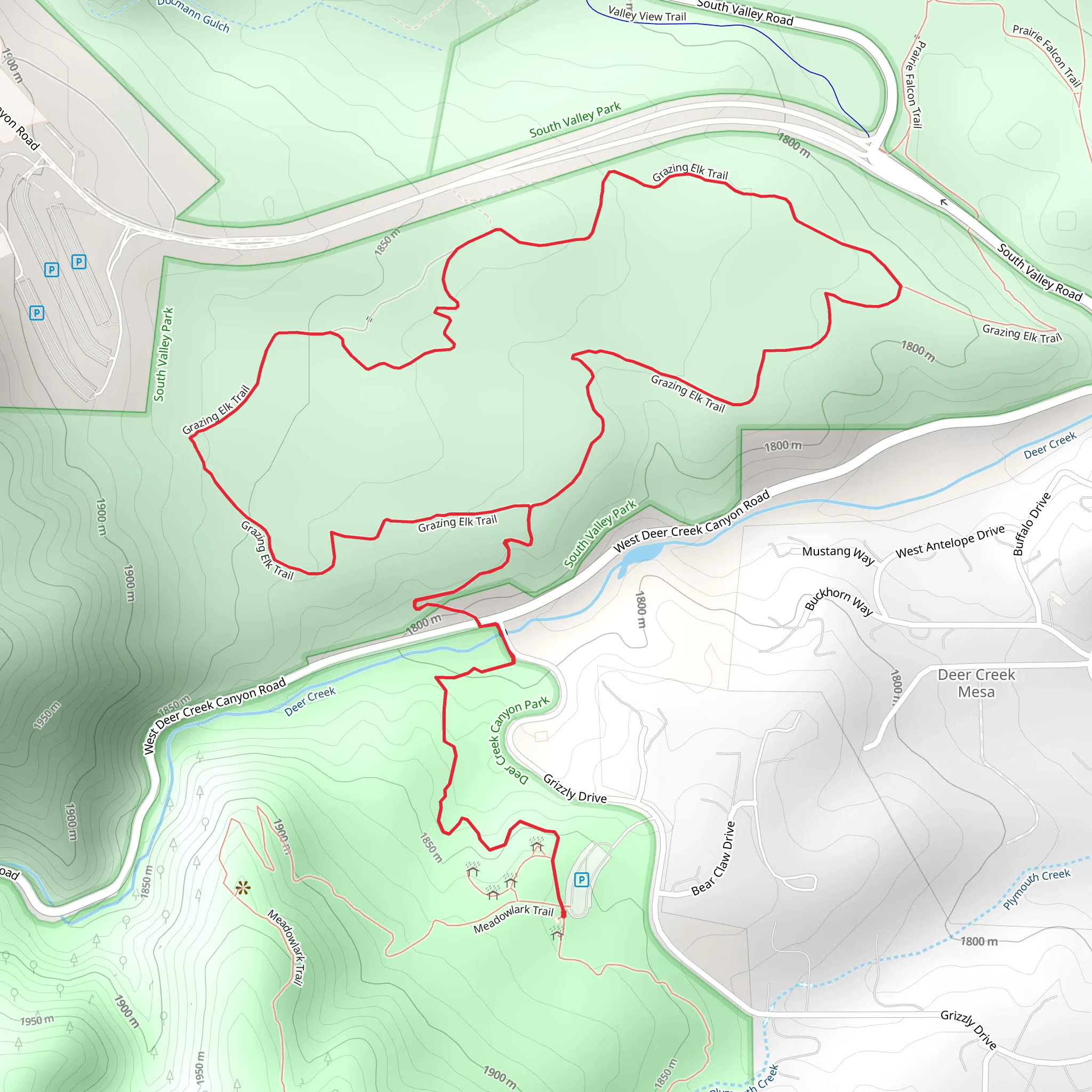 Rattlesnake Gulch Trail and Grazing Elk Trail Loop mobile static map