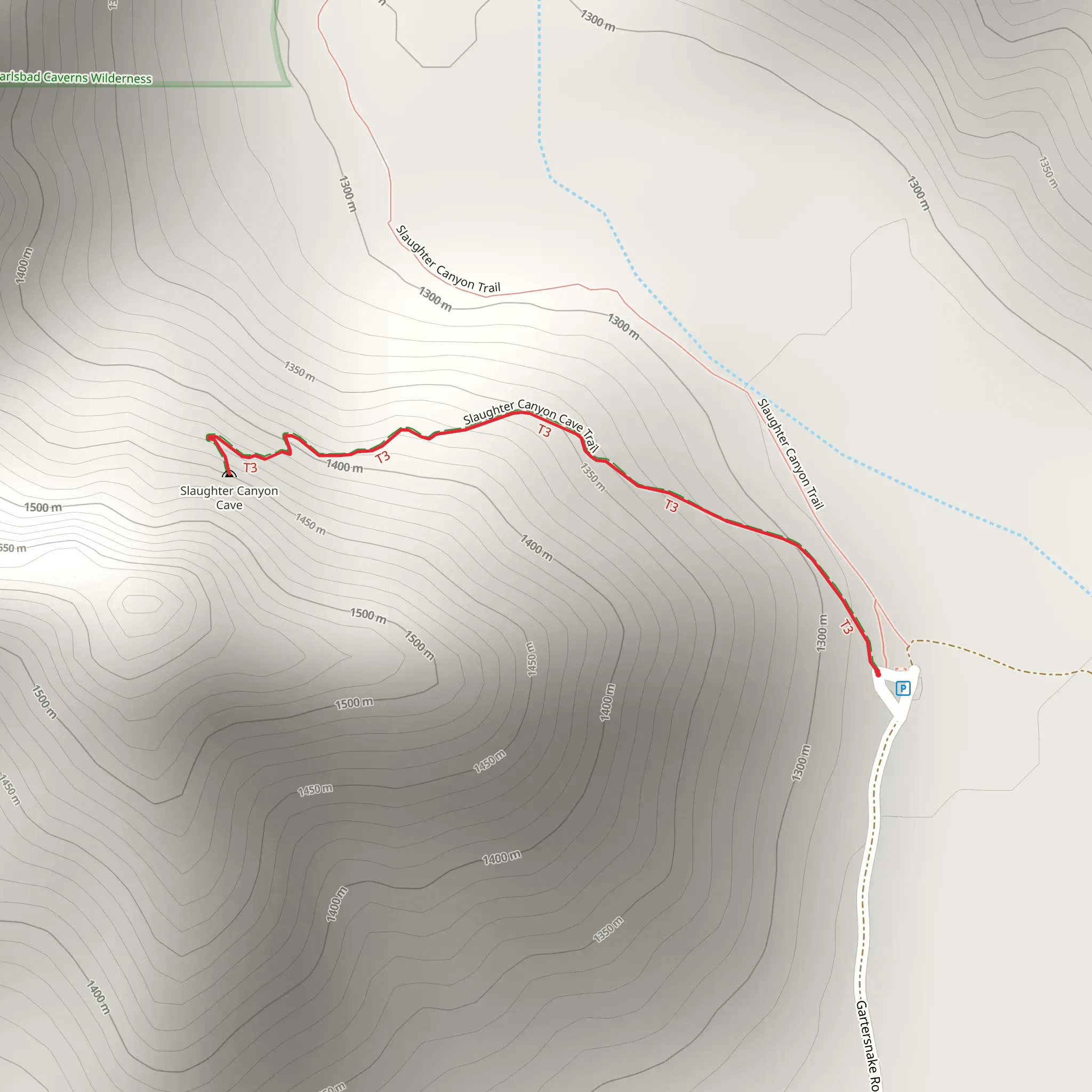 Slaughter Canyon Cave Trail mobile static map