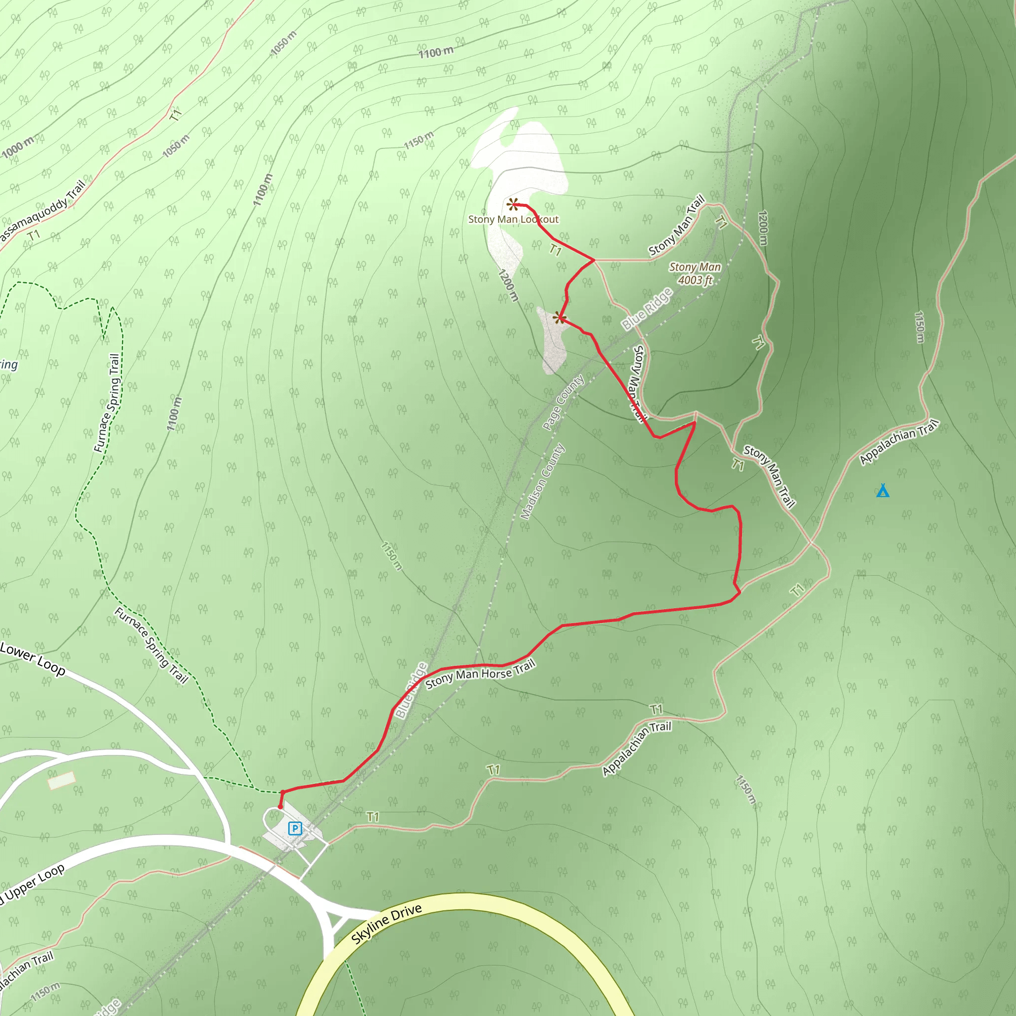 Stony Man Horse Trail mobile static map