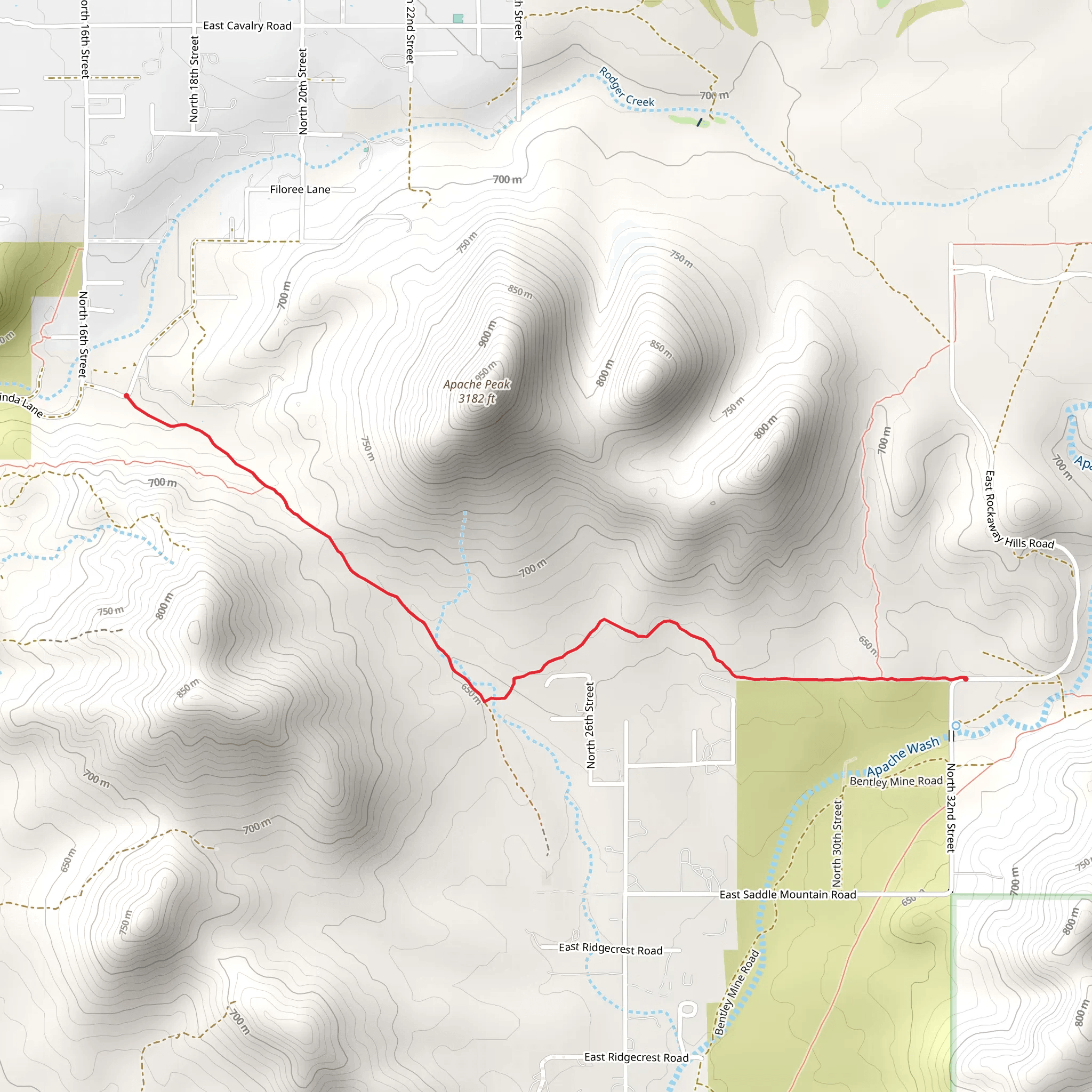 Maricopa Trail from North Linda Lane mobile static map