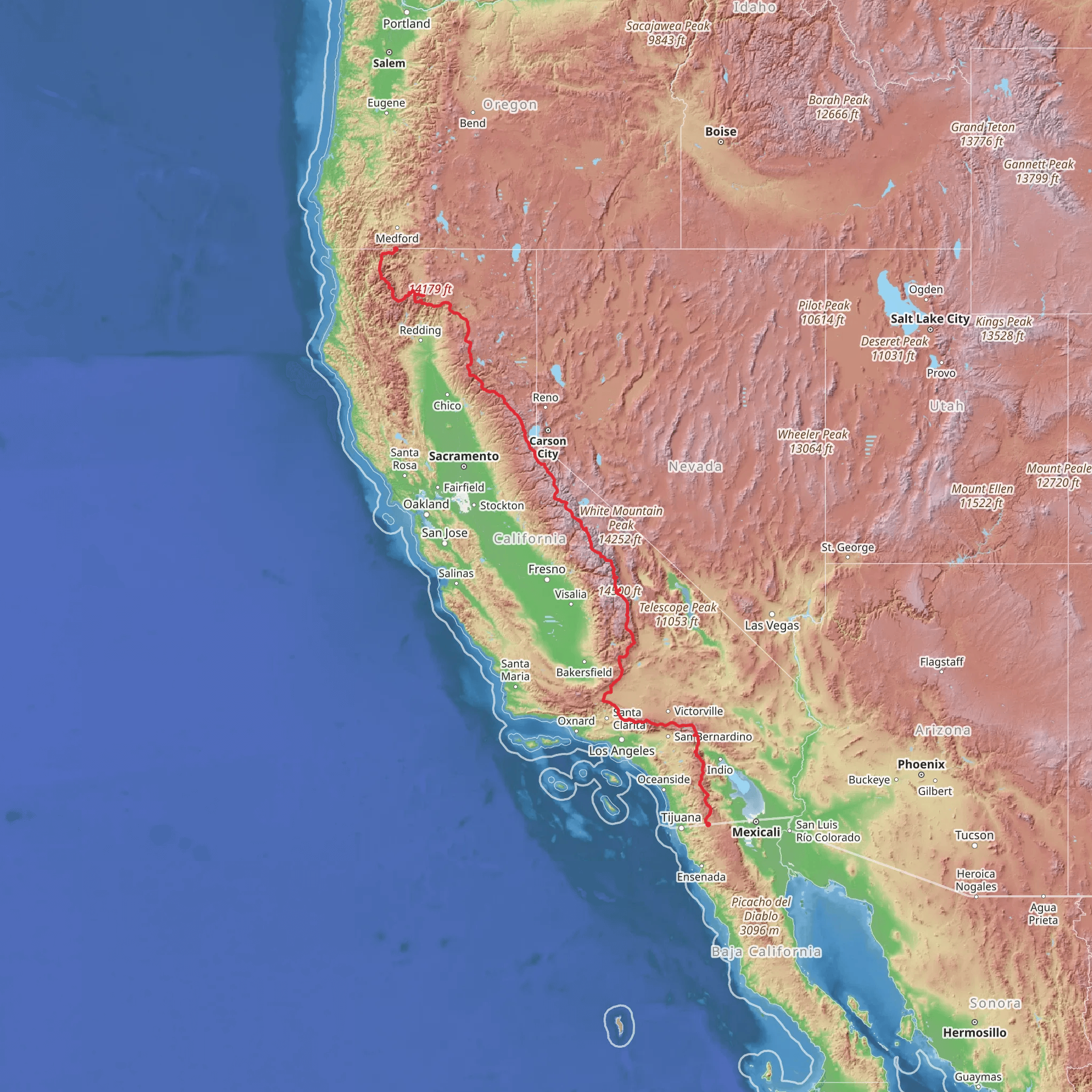 Pacific Crest Trail - California mobile static map