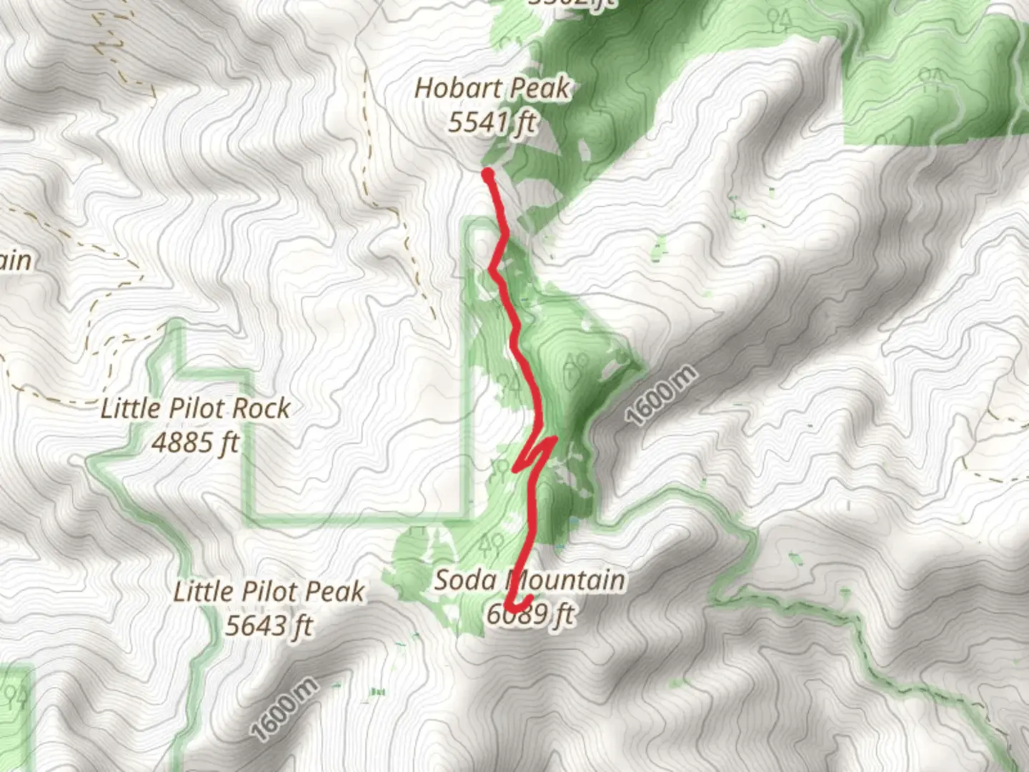 An image depicting the trail Soda Mountain via Pacific Crest National Scenic Trail and its surrounding area.