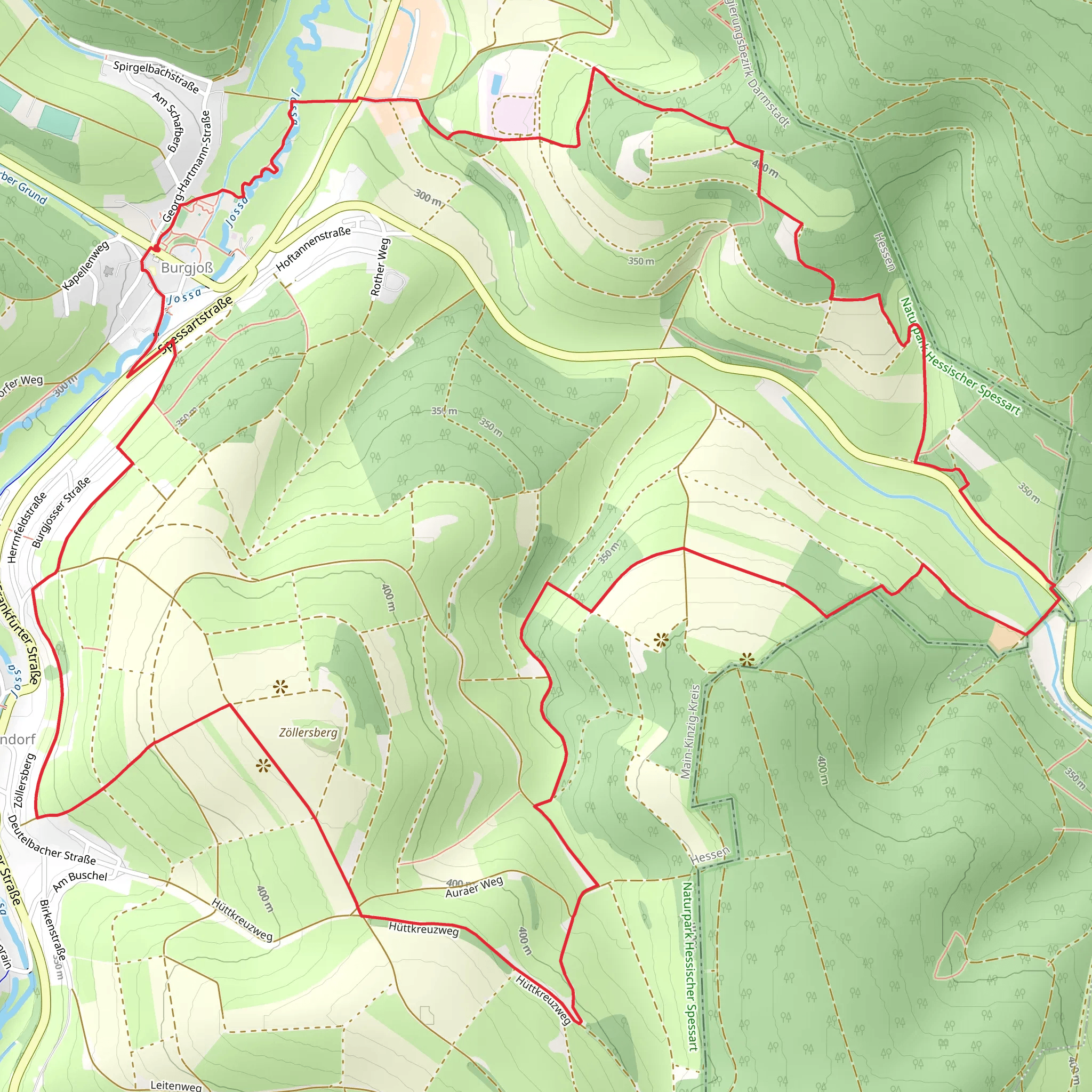 Burg Burgjoss Loop via Wanderweg and Jossgrundroute mobile static map
