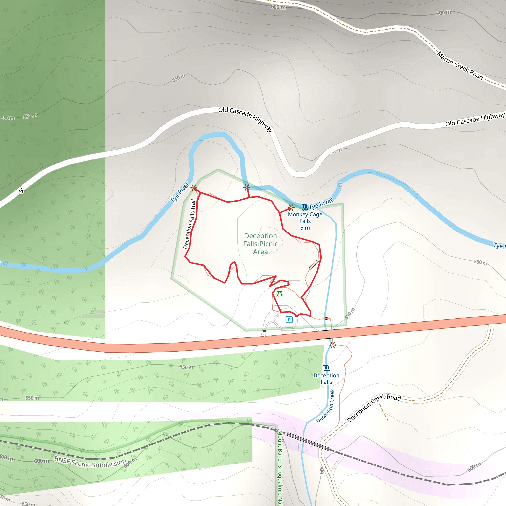 Deception Falls Trail mobile static map