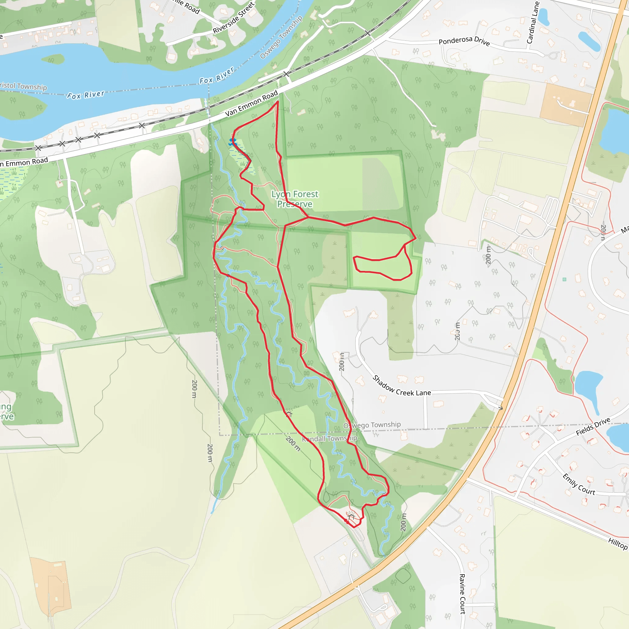 Fields Drive and Lyon County Forest Preserve Loop mobile static map