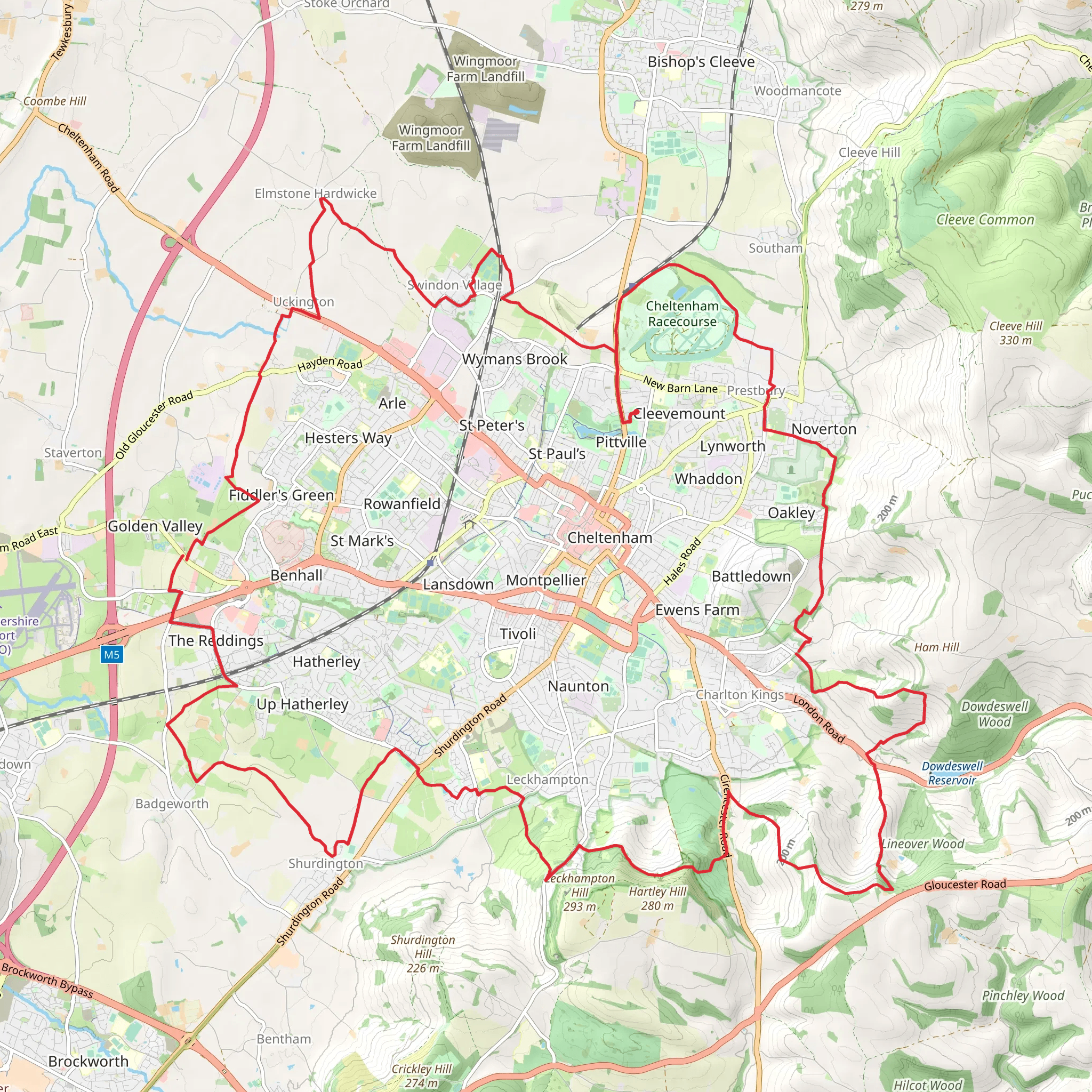 Cheltenham Circular Footpath mobile static map