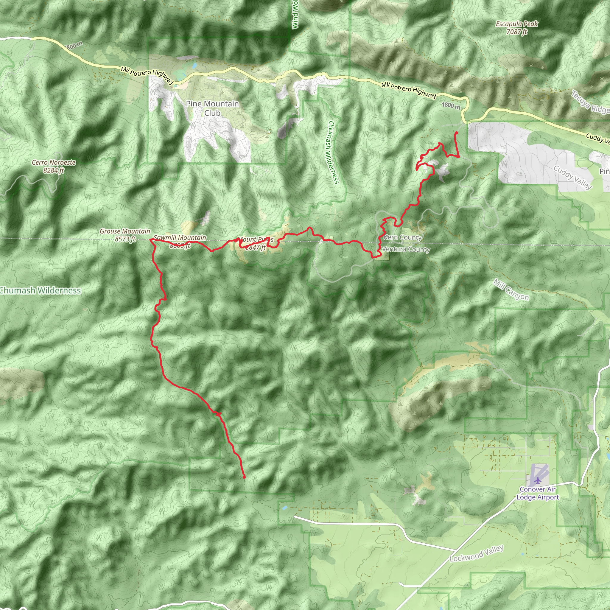 North Fork, Mount Pinos and McGill Trail mobile static map
