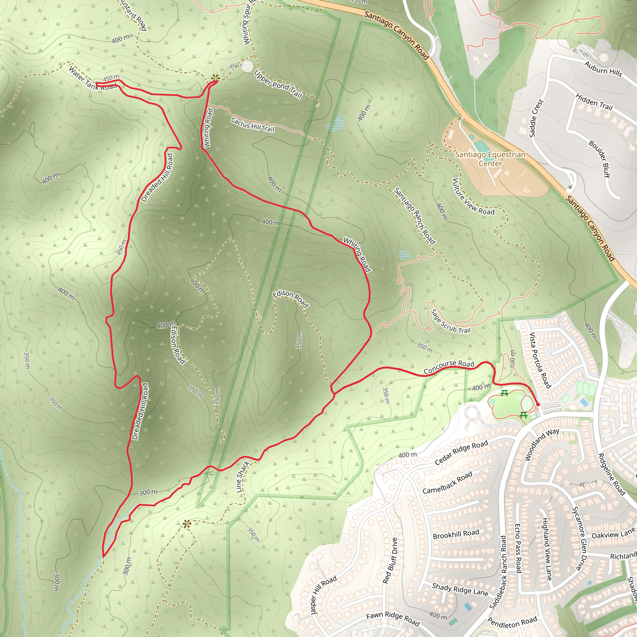 Whiting Road, Dreaded Hill Road and Serrano Cow Loop Trail mobile static map