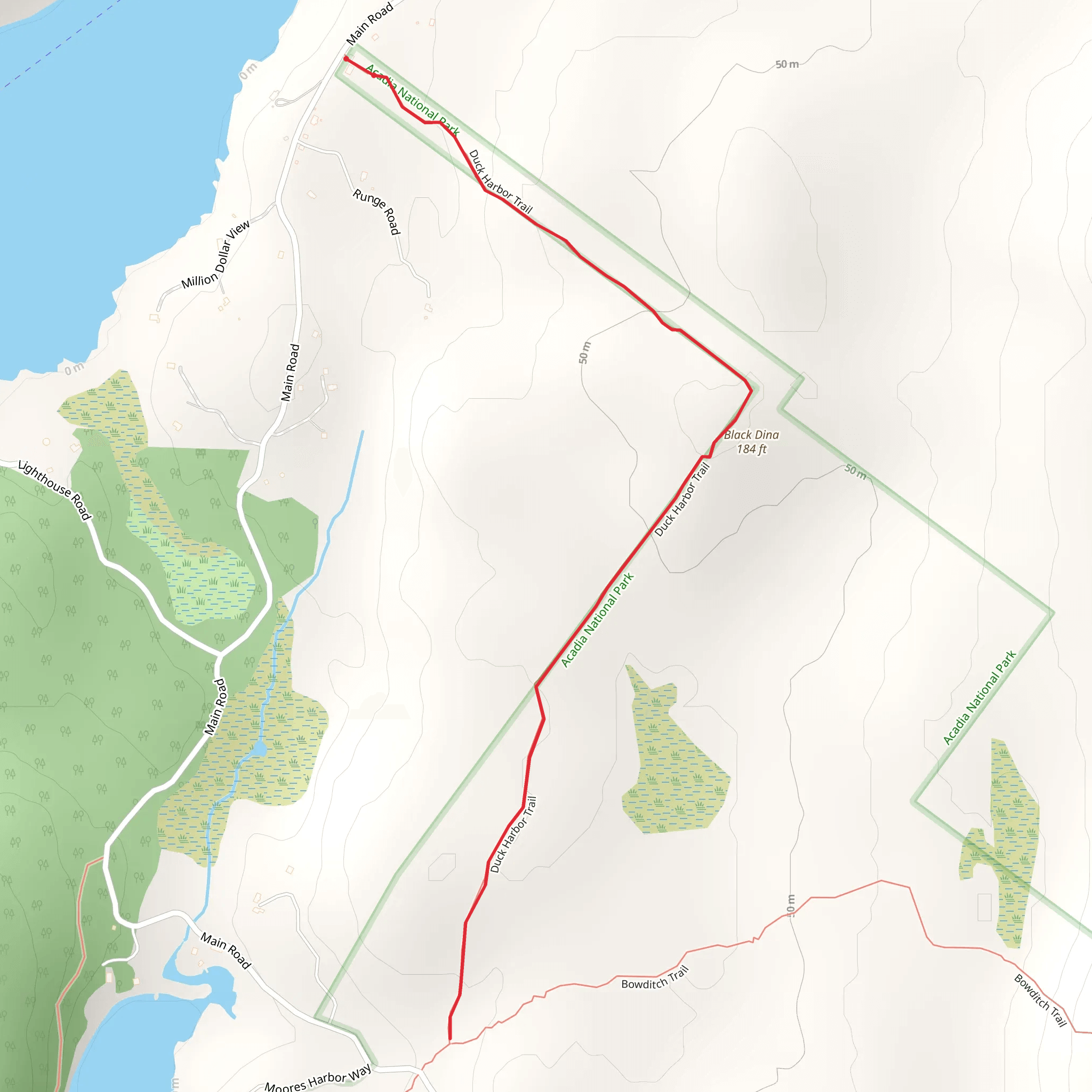 Black Dina via Duck Harbor Trail mobile static map